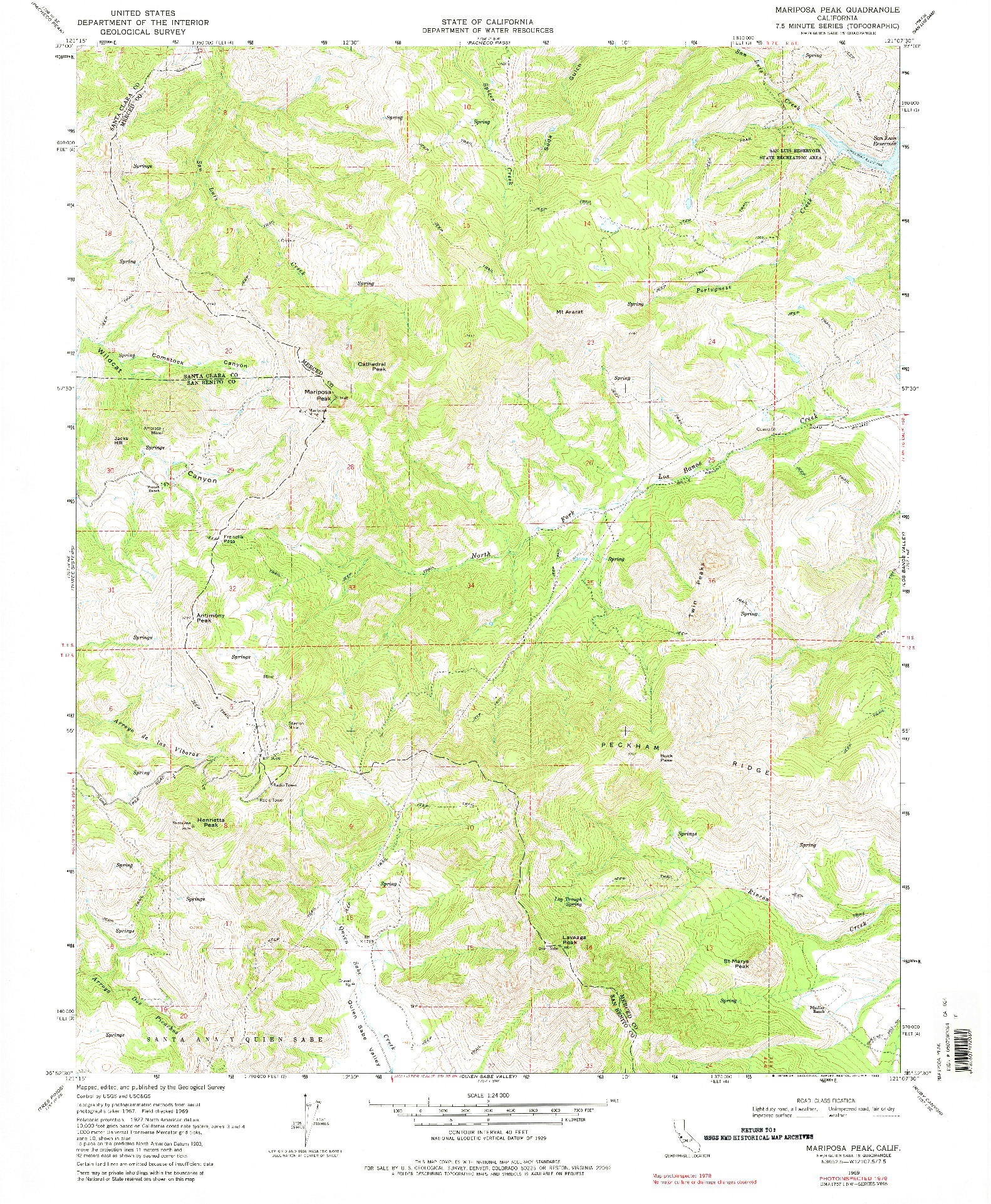 USGS 1:24000-SCALE QUADRANGLE FOR MARIPOSA PEAK, CA 1978