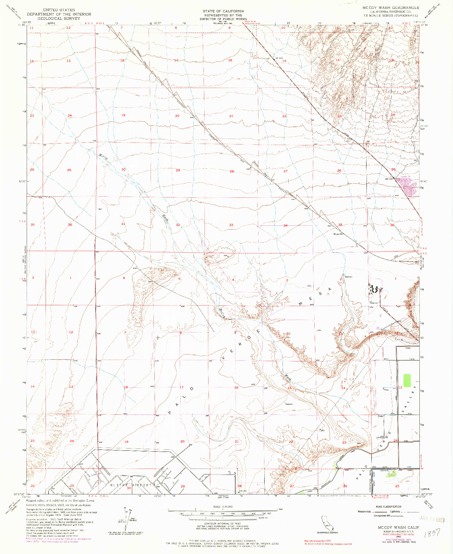 USGS 1:24000-SCALE QUADRANGLE FOR MCCOY WASH, CA 1951