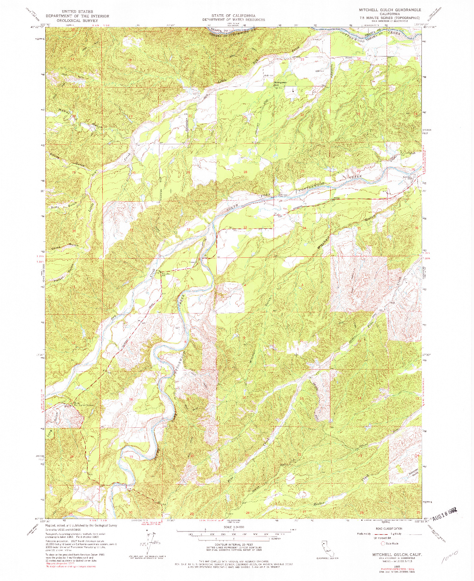 USGS 1:24000-SCALE QUADRANGLE FOR MITCHELL GULCH, CA 1965