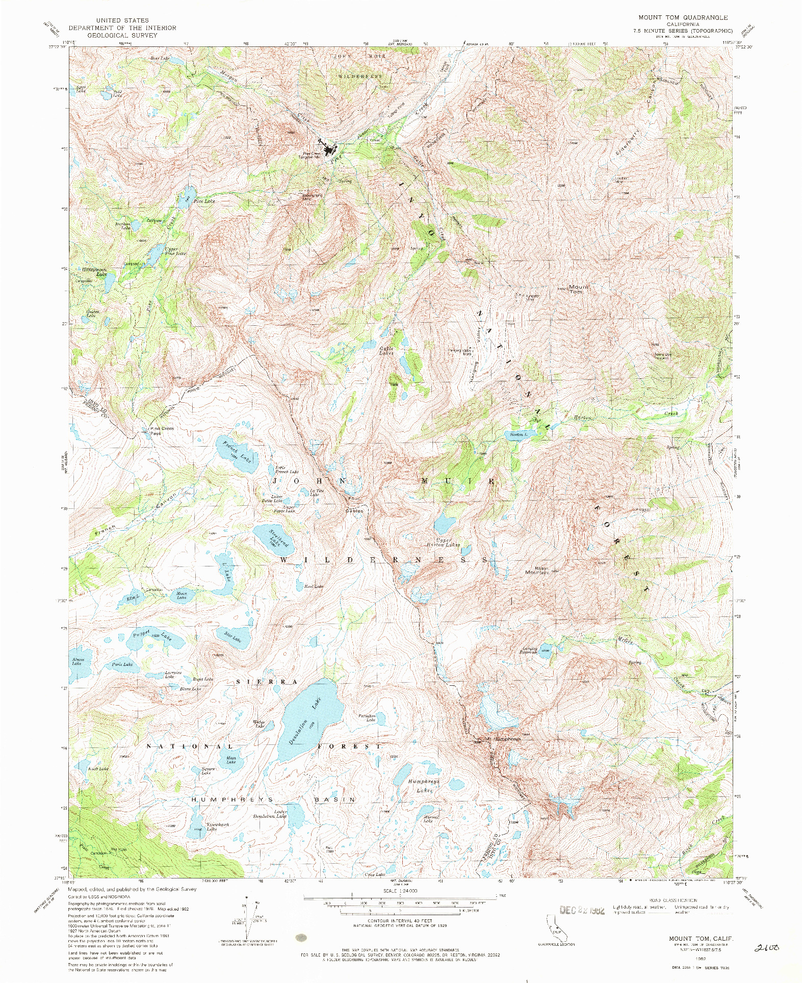 USGS 1:24000-SCALE QUADRANGLE FOR MOUNT TOM, CA 1982