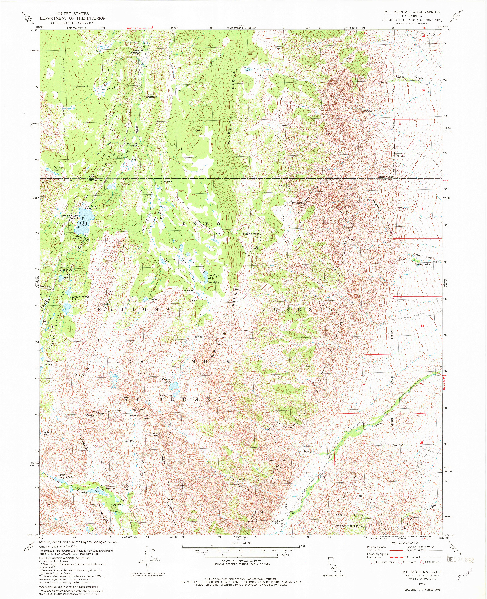 USGS 1:24000-SCALE QUADRANGLE FOR MT. MORGAN, CA 1982