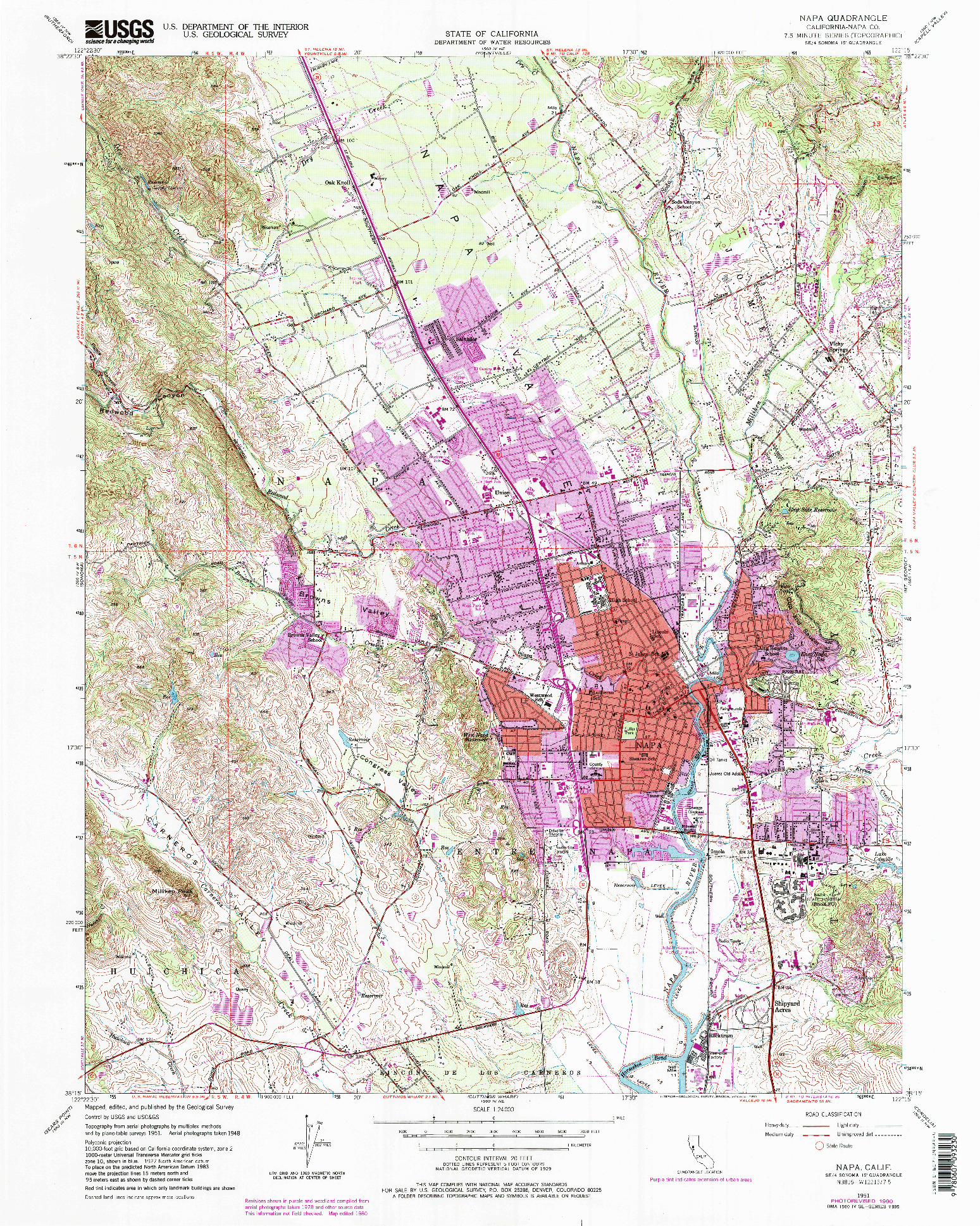 USGS 1:24000-SCALE QUADRANGLE FOR NAPA, CA 1951