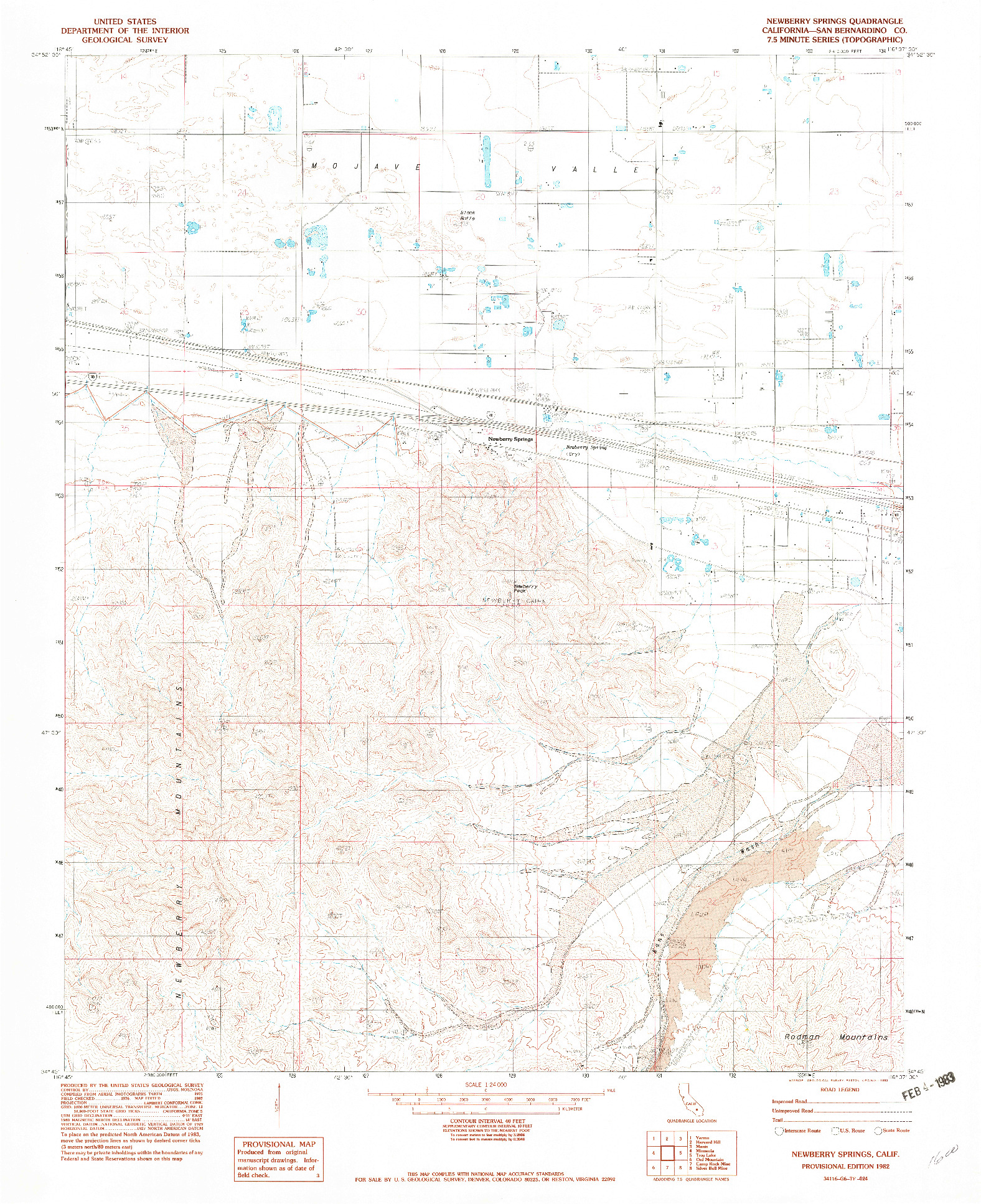 USGS 1:24000-SCALE QUADRANGLE FOR NEWBERRY SPRINGS, CA 1982