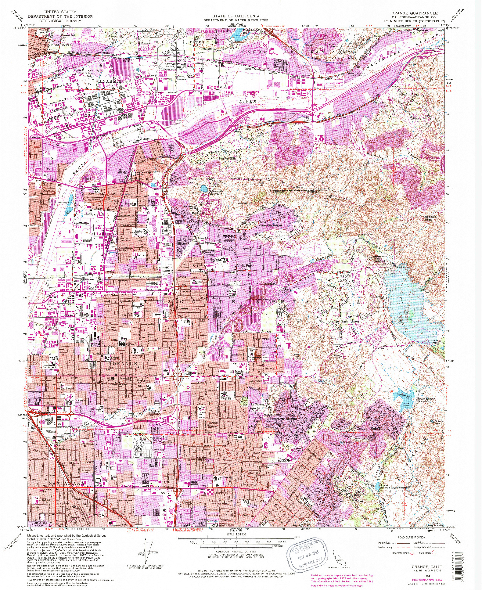 USGS 1:24000-SCALE QUADRANGLE FOR ORANGE, CA 1964