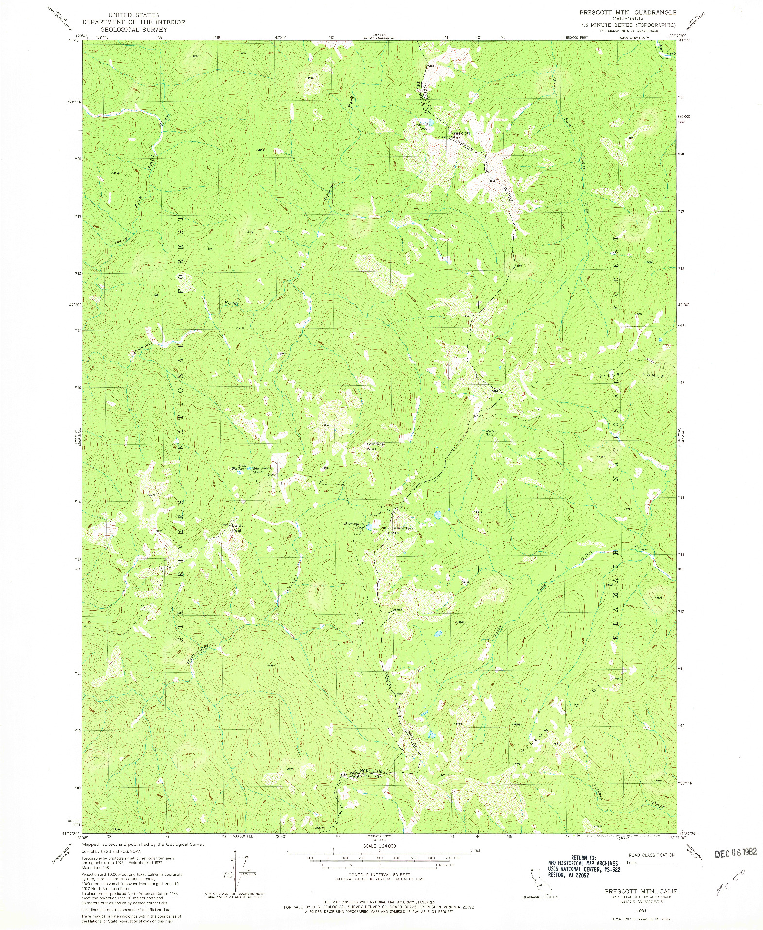 USGS 1:24000-SCALE QUADRANGLE FOR PRESCOTT MOUNTAIN, CA 1981