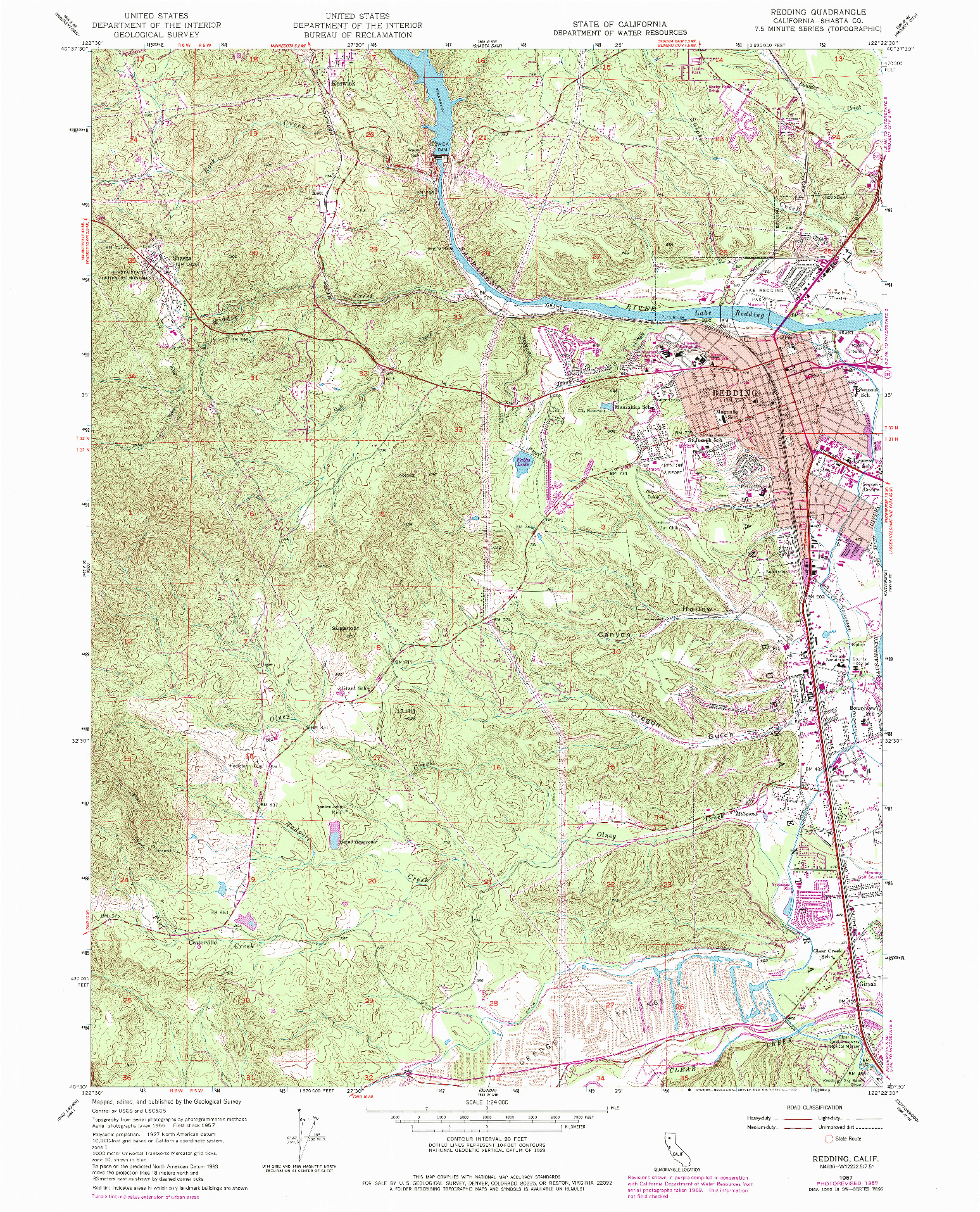 USGS 1:24000-SCALE QUADRANGLE FOR REDDING, CA 1957