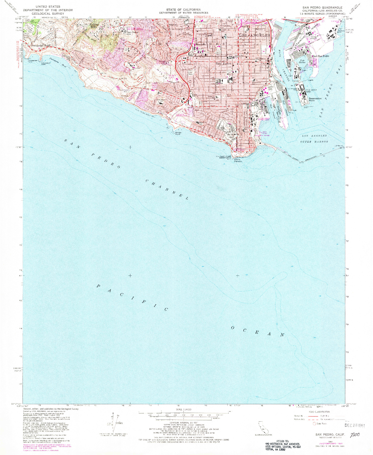 USGS 1:24000-SCALE QUADRANGLE FOR SAN PEDRO, CA 1964