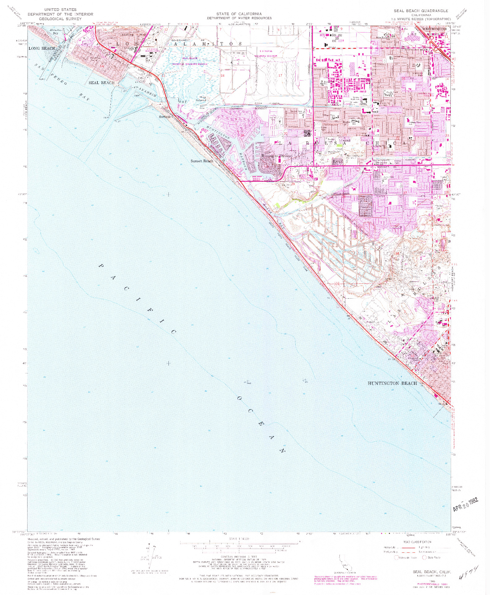 USGS 1:24000-SCALE QUADRANGLE FOR SEAL BEACH, CA 1965