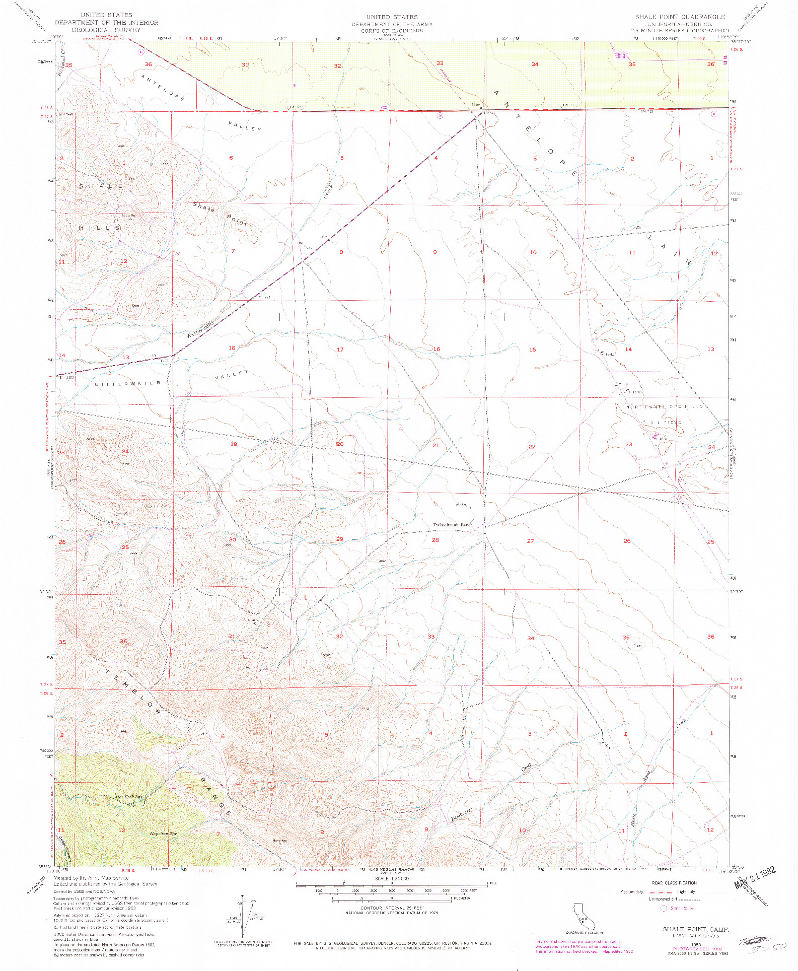 USGS 1:24000-SCALE QUADRANGLE FOR SHALE POINT, CA 1953