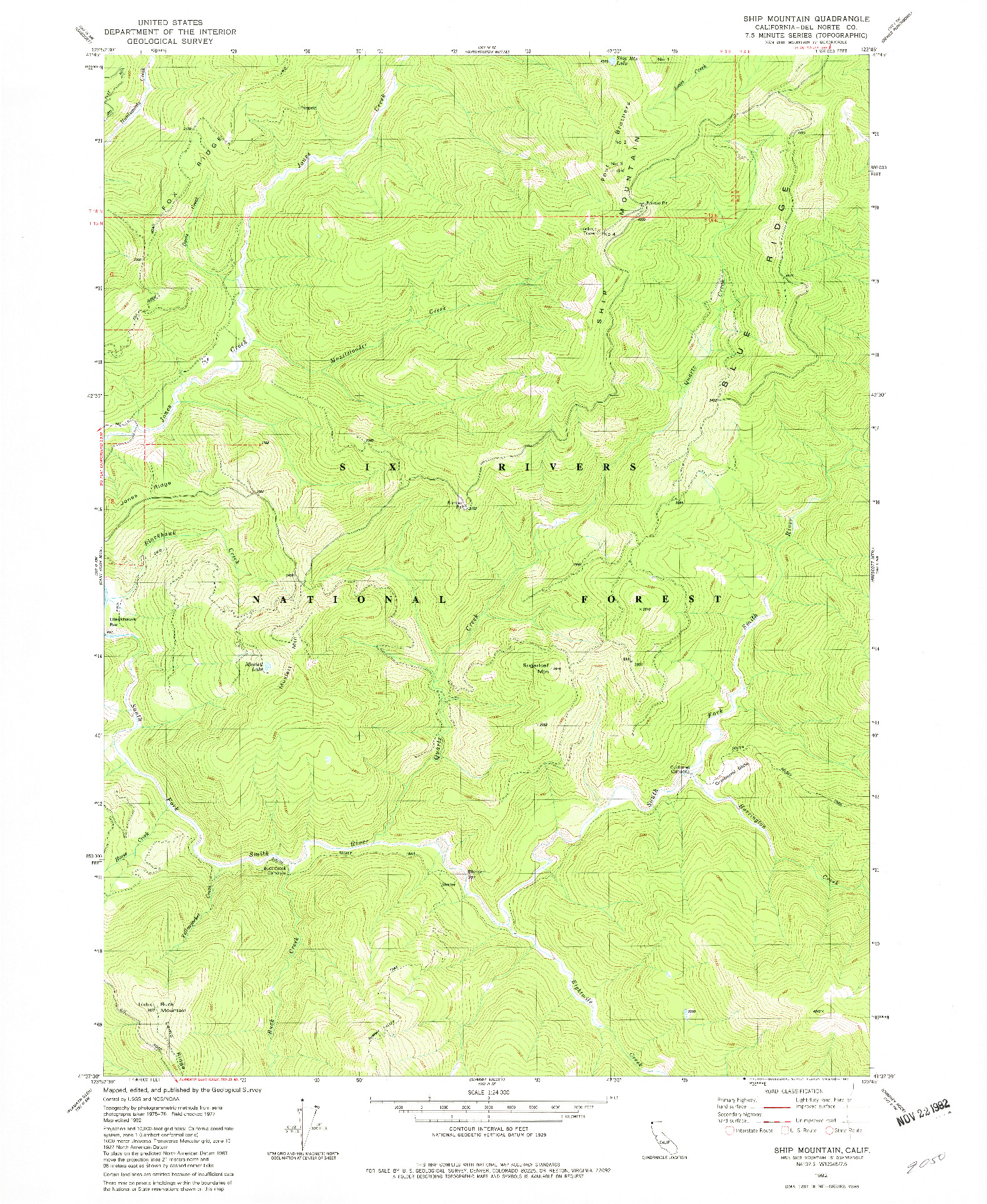 USGS 1:24000-SCALE QUADRANGLE FOR SHIP MOUNTAIN, CA 1982