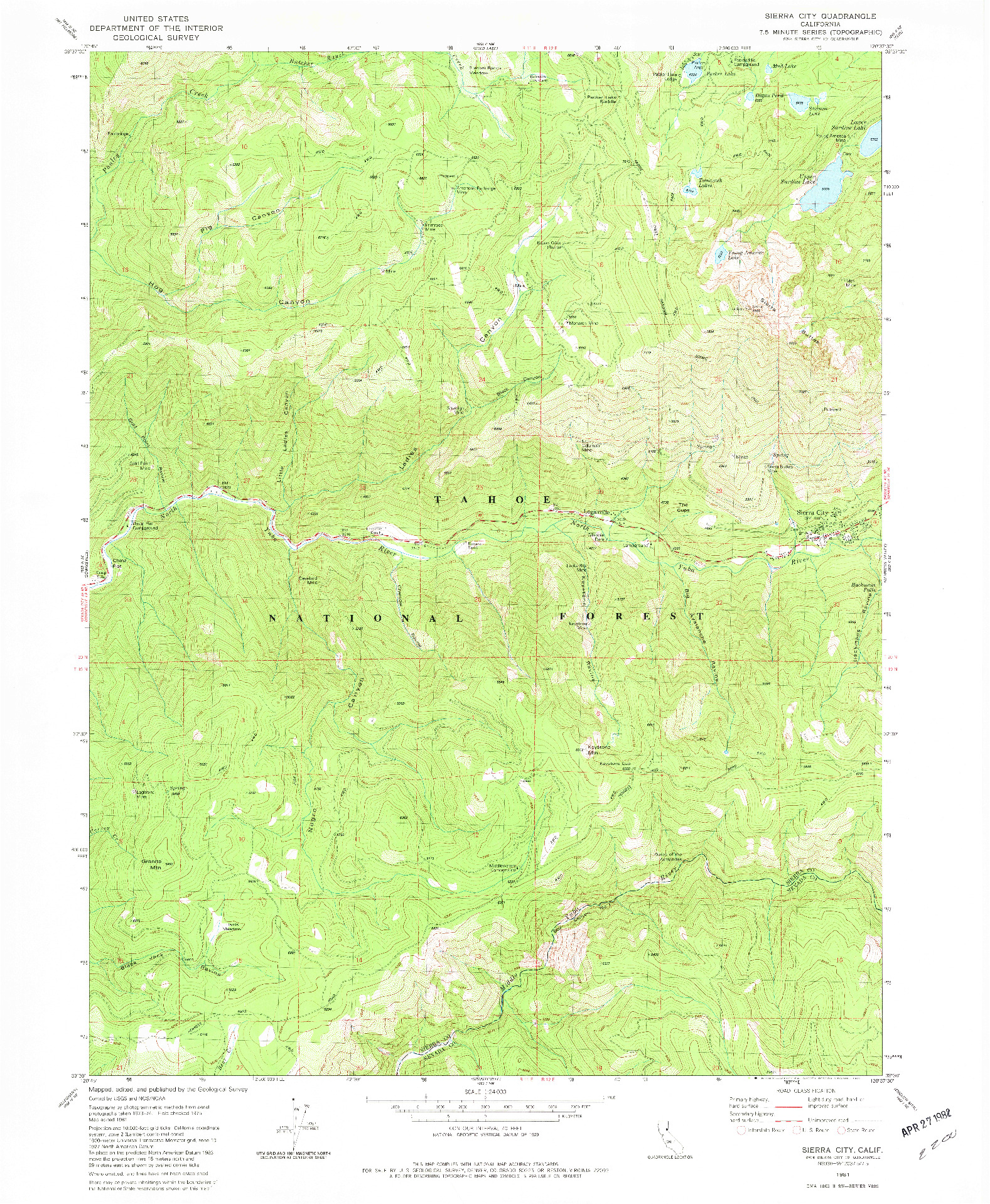 USGS 1:24000-SCALE QUADRANGLE FOR SIERRA CITY, CA 1981