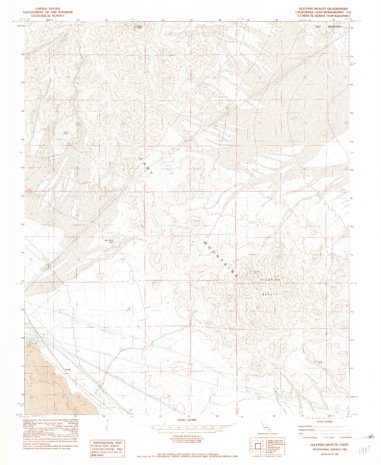 USGS 1:24000-SCALE QUADRANGLE FOR SLEEPING BEAUTY, CA 1982