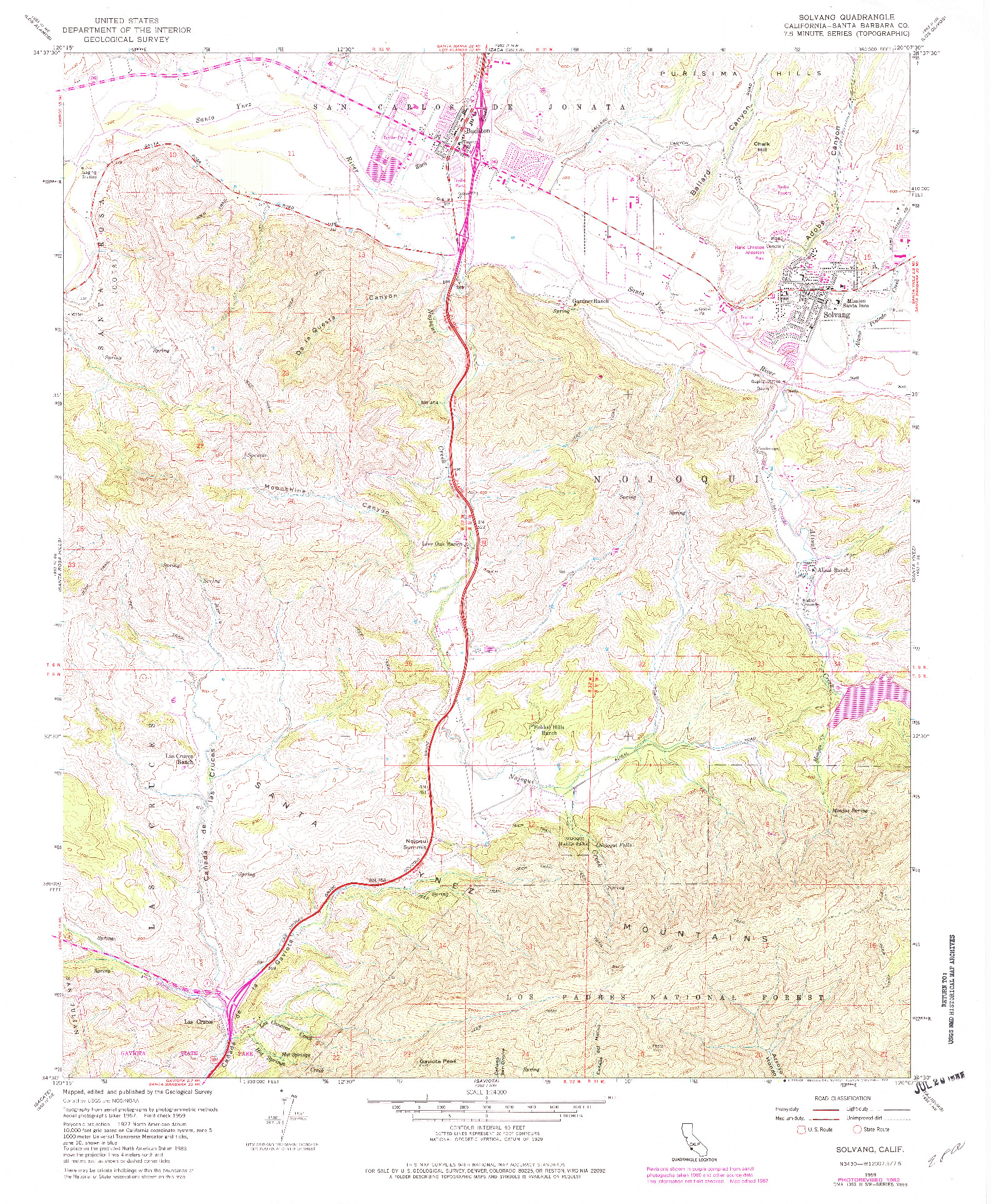 USGS 1:24000-SCALE QUADRANGLE FOR SOLVANG, CA 1959