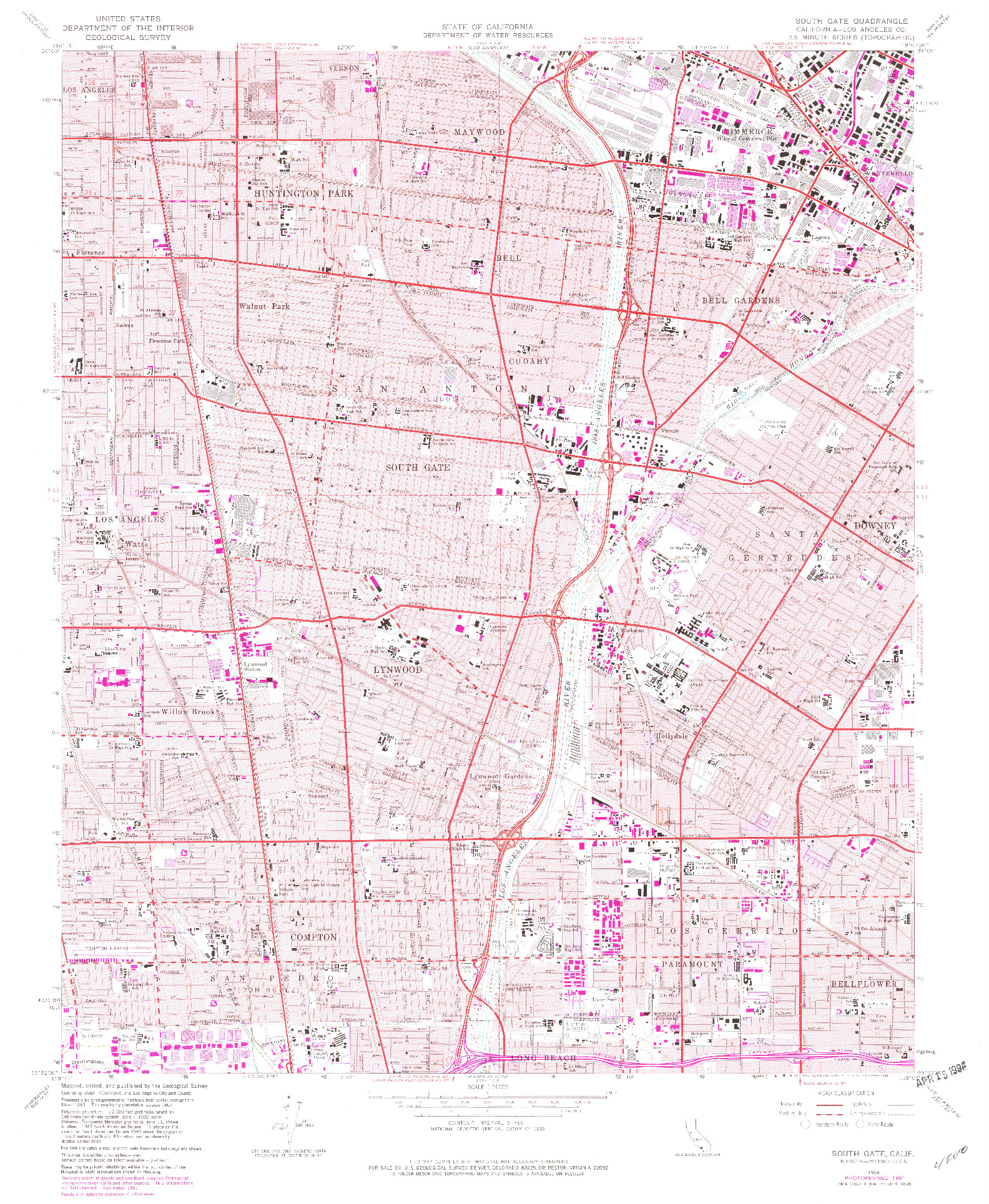 USGS 1:24000-SCALE QUADRANGLE FOR SOUTH GATE, CA 1964