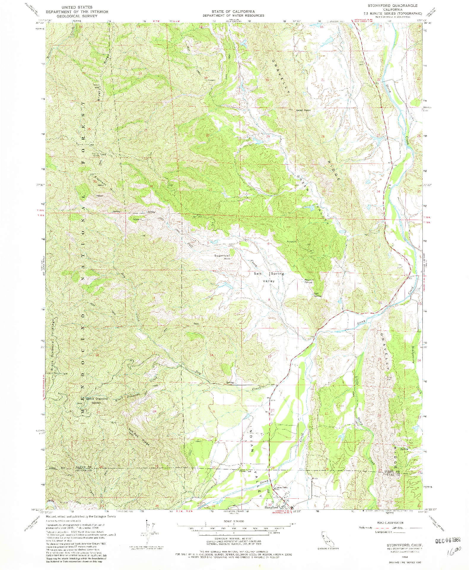 USGS 1:24000-SCALE QUADRANGLE FOR STONYFORD, CA 1968