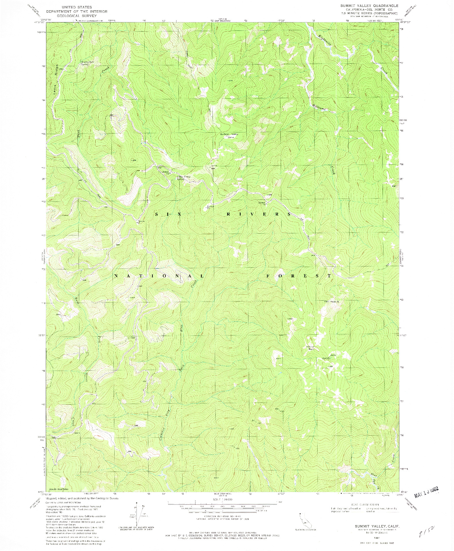 USGS 1:24000-SCALE QUADRANGLE FOR SUMMIT VALLEY, CA 1981