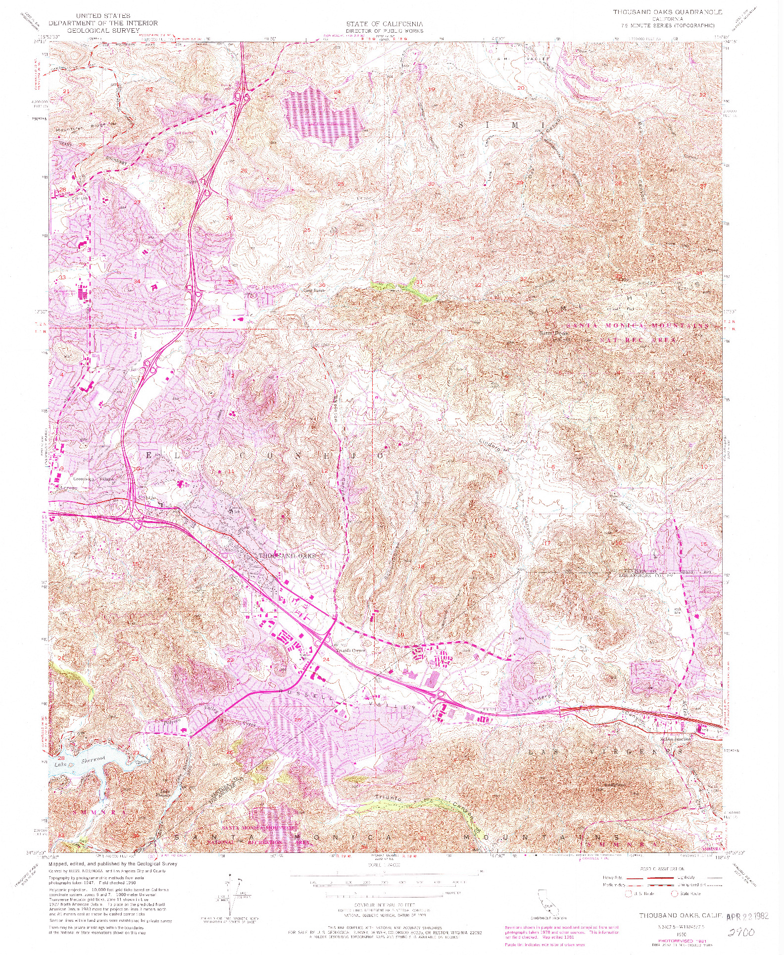 USGS 1:24000-SCALE QUADRANGLE FOR THOUSAND OAKS, CA 1950