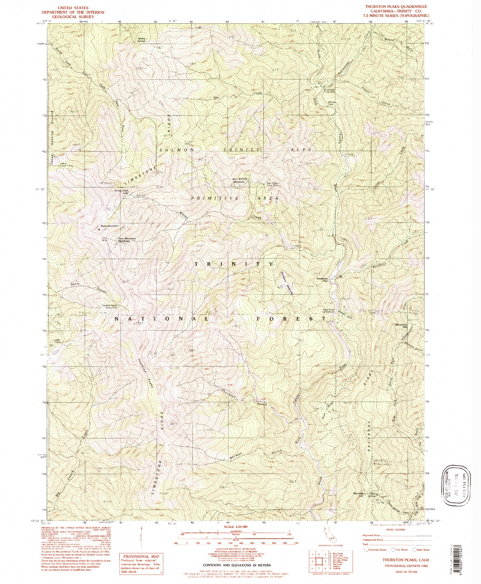 USGS 1:24000-SCALE QUADRANGLE FOR THURSTON PEAKS, CA 1982