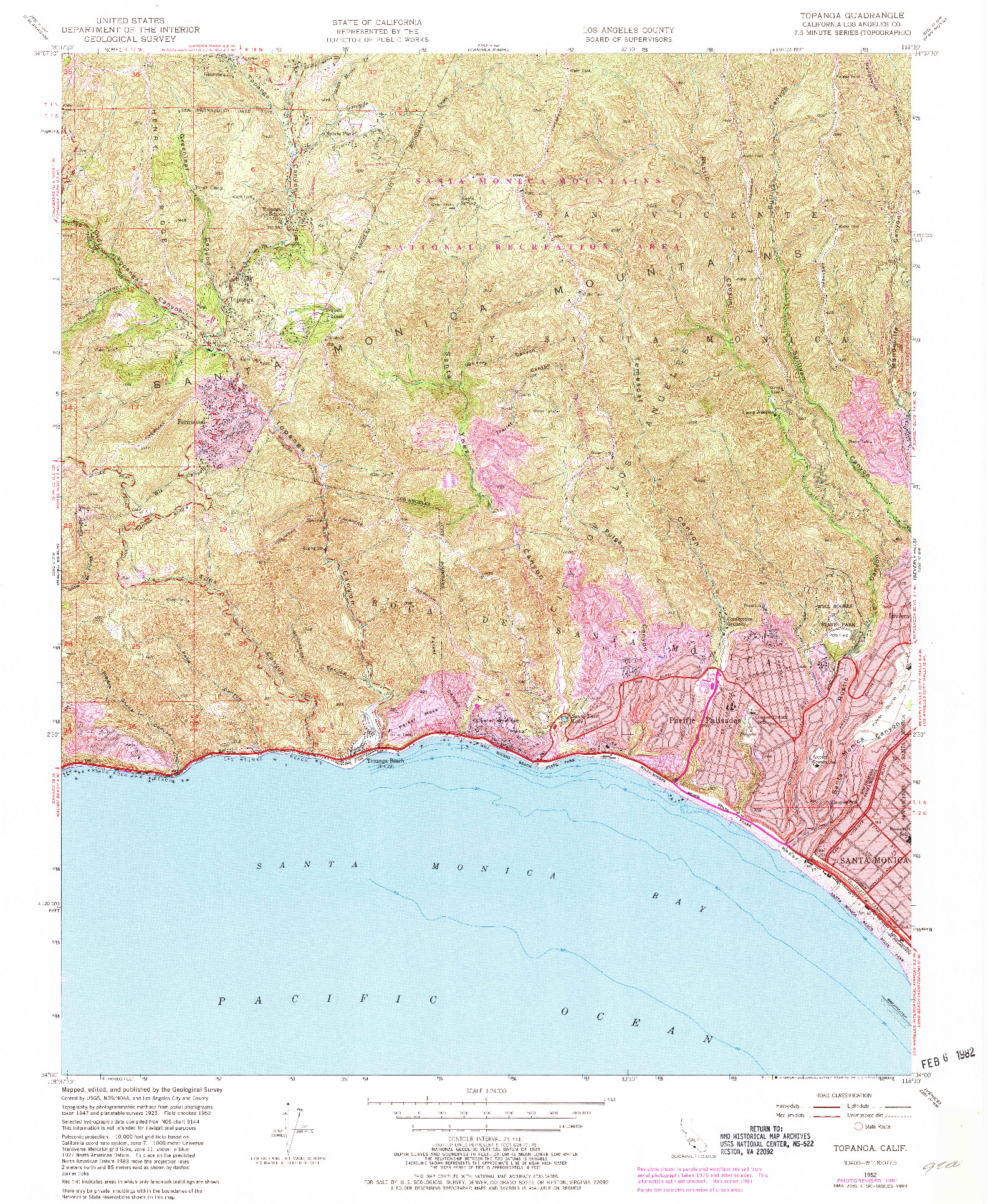 USGS 1:24000-SCALE QUADRANGLE FOR TOPANGA, CA 1952