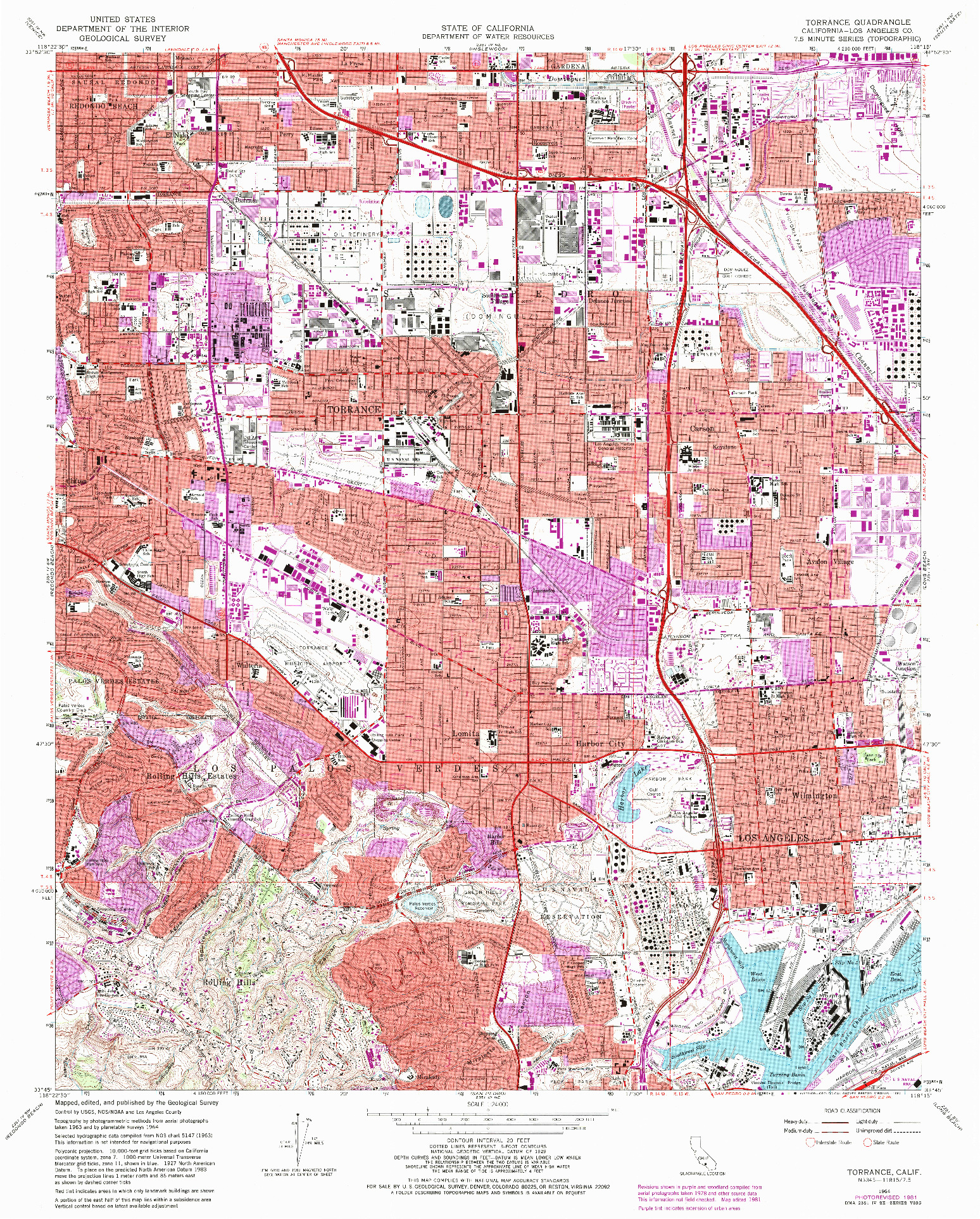 USGS 1:24000-SCALE QUADRANGLE FOR TORRANCE, CA 1964