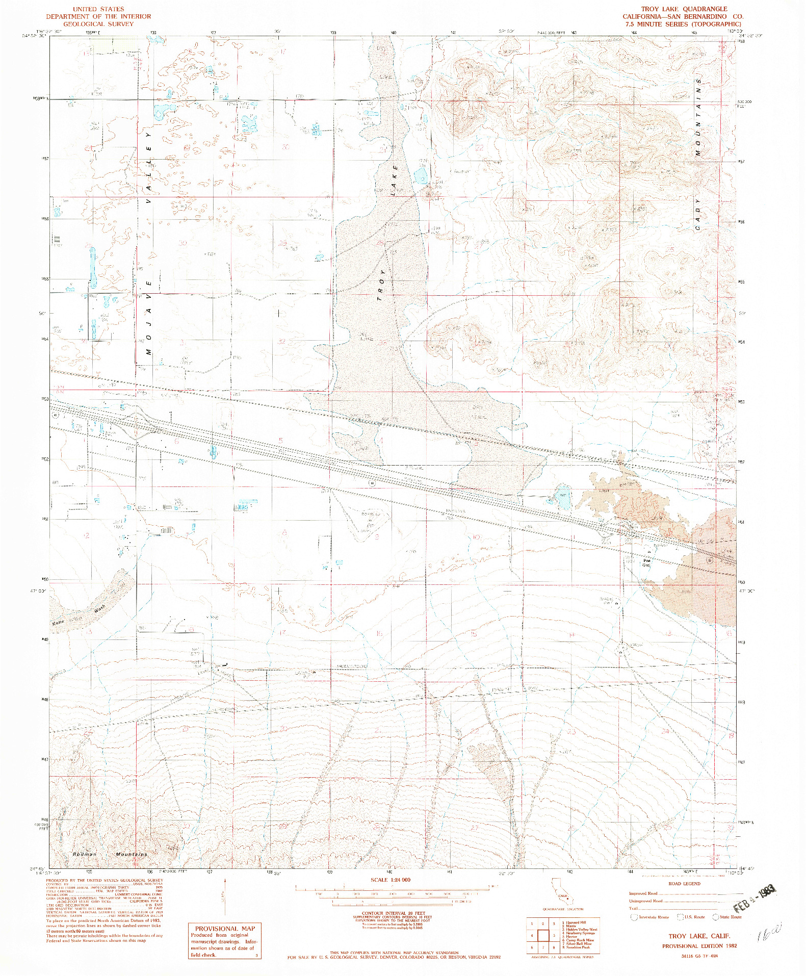 USGS 1:24000-SCALE QUADRANGLE FOR TROY LAKE, CA 1982