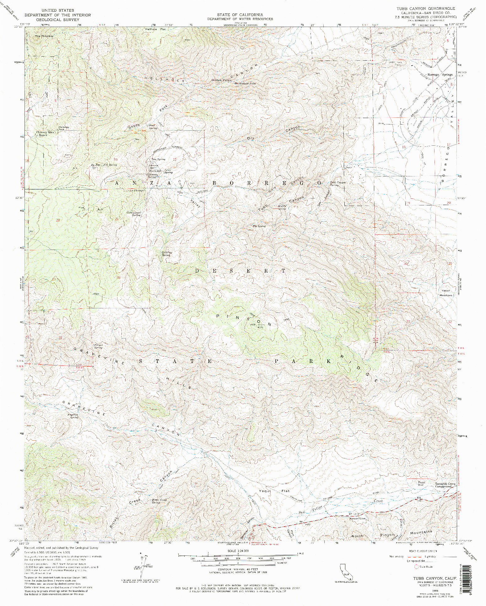 USGS 1:24000-SCALE QUADRANGLE FOR TUBB CANYON, CA 1959