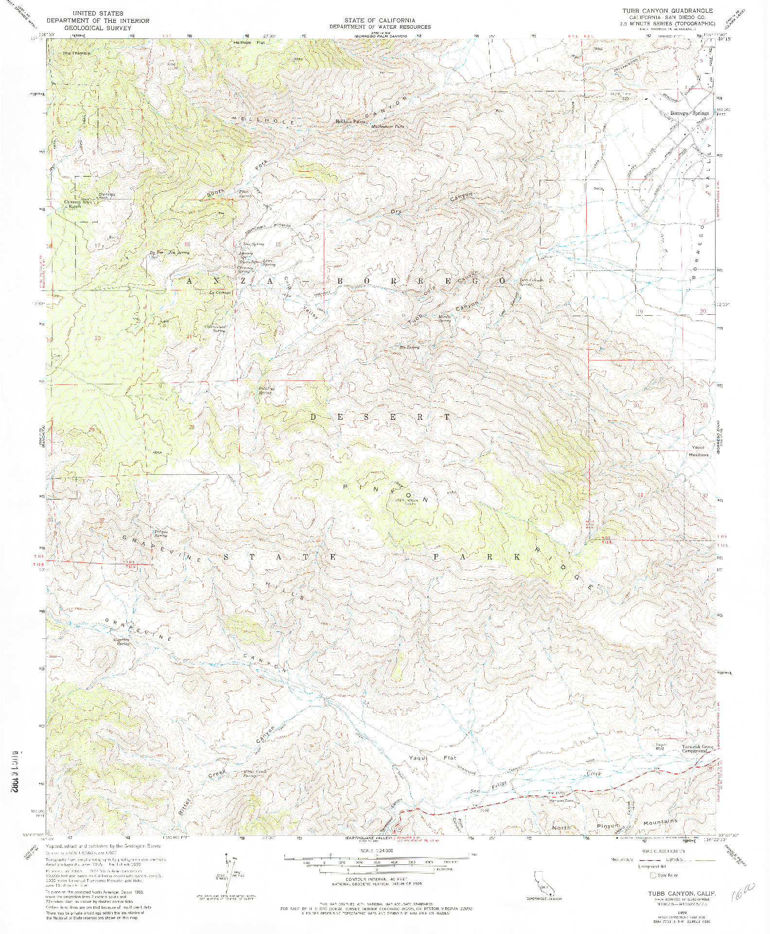 USGS 1:24000-SCALE QUADRANGLE FOR TUBB CANYON, CA 1959