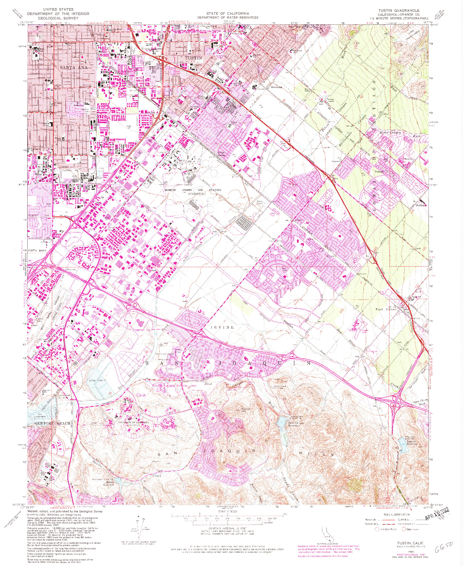 USGS 1:24000-SCALE QUADRANGLE FOR TUSTIN, CA 1965