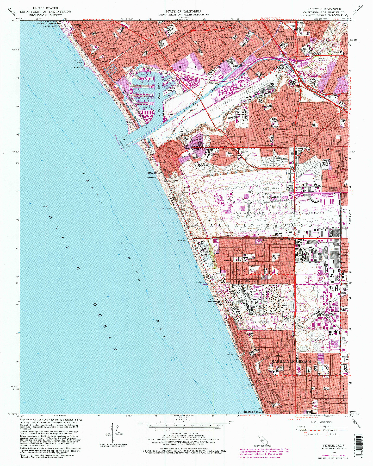 USGS 1:24000-SCALE QUADRANGLE FOR VENICE, CA 1964