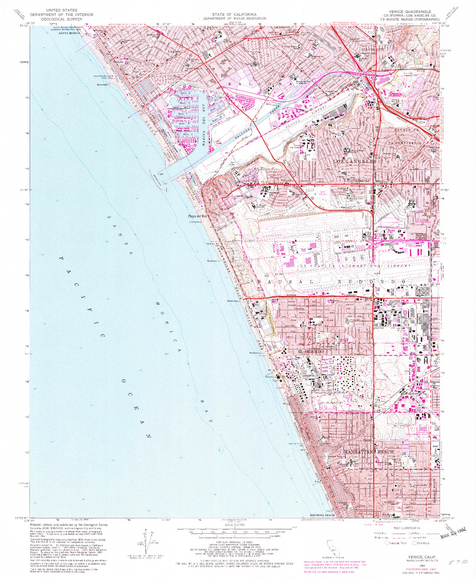 USGS 1:24000-SCALE QUADRANGLE FOR VENICE, CA 1964