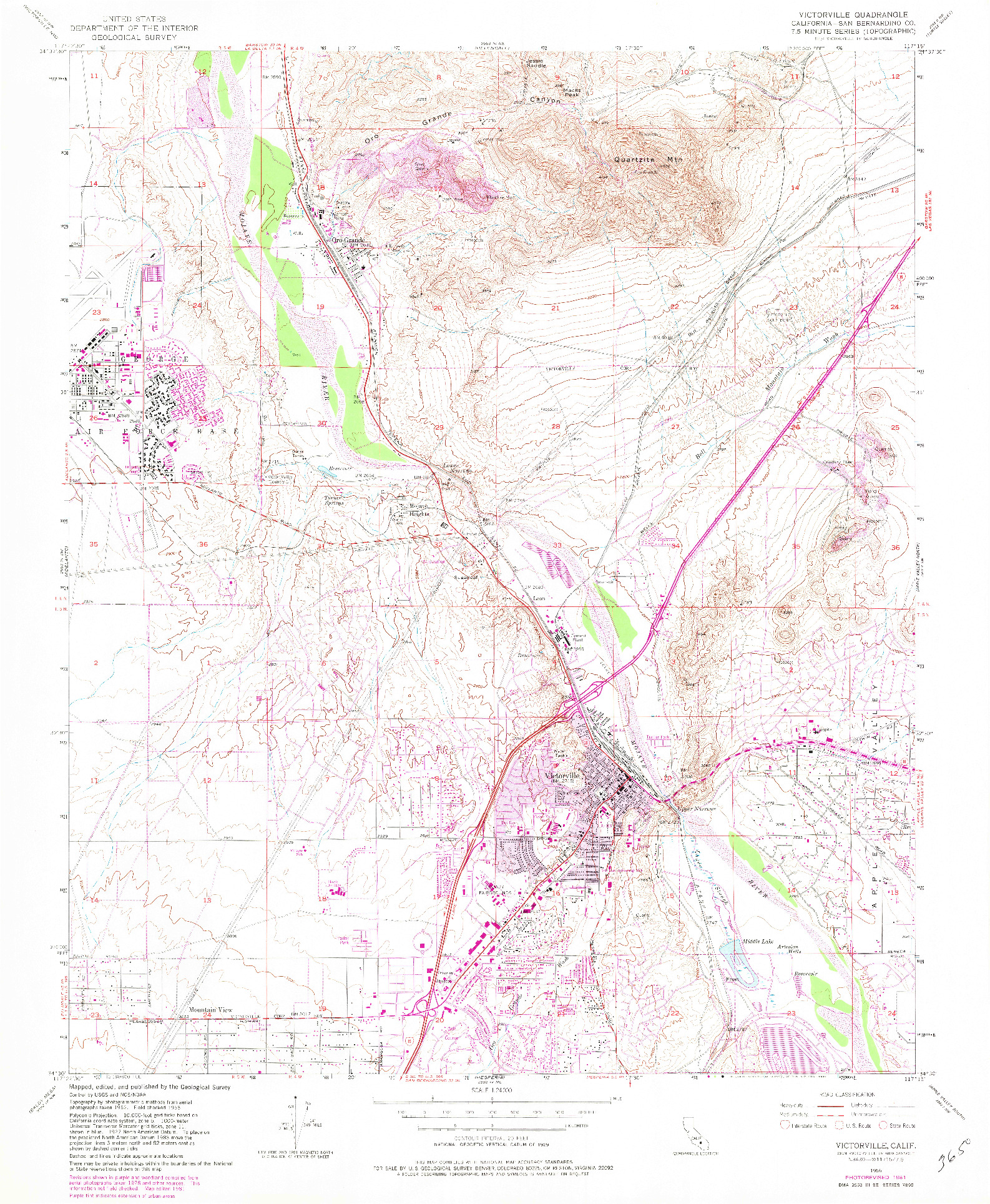 USGS 1:24000-SCALE QUADRANGLE FOR VICTORVILLE, CA 1956