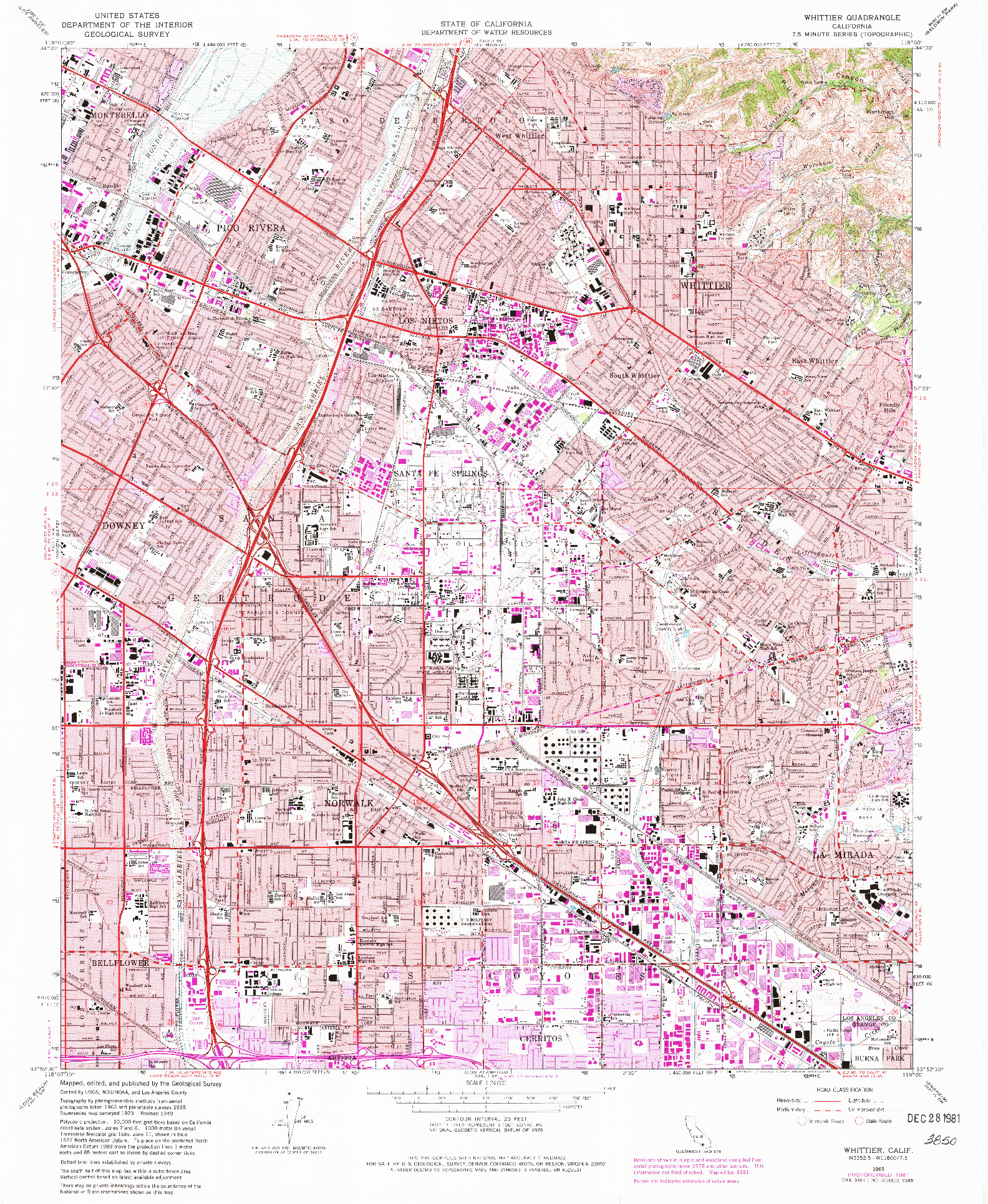 USGS 1:24000-SCALE QUADRANGLE FOR WHITTIER, CA 1965