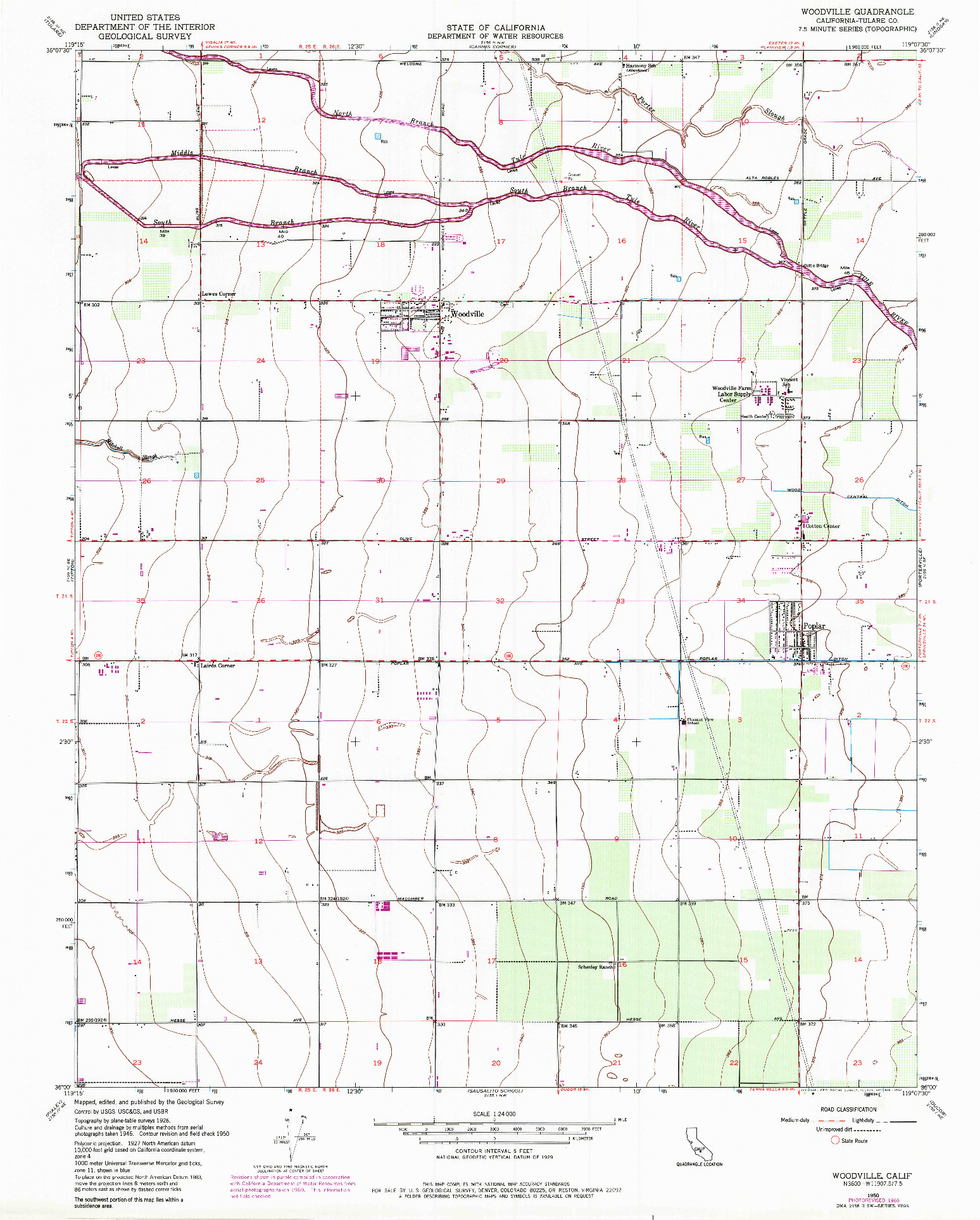 USGS 1:24000-SCALE QUADRANGLE FOR WOODVILLE, CA 1950