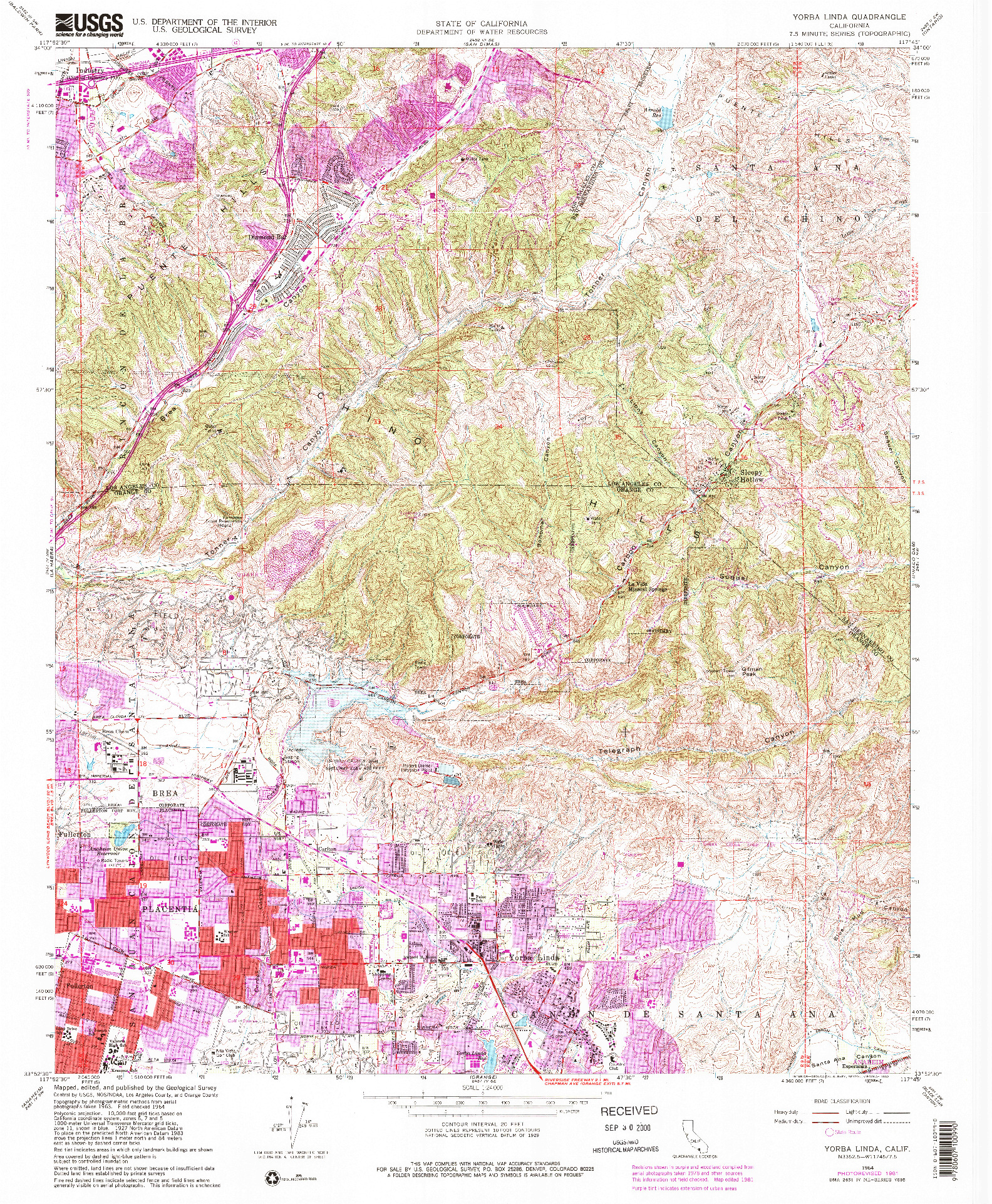 USGS 1:24000-SCALE QUADRANGLE FOR YORBA LINDA, CA 1981