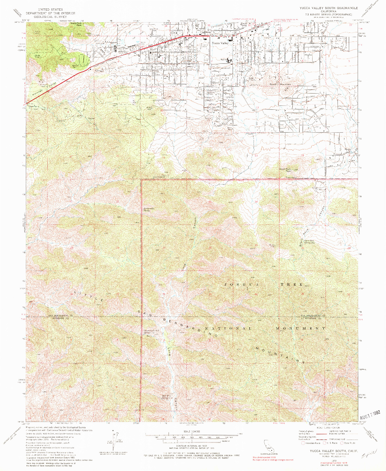 USGS 1:24000-SCALE QUADRANGLE FOR YUCCA VALLEY SOUTH, CA 1972