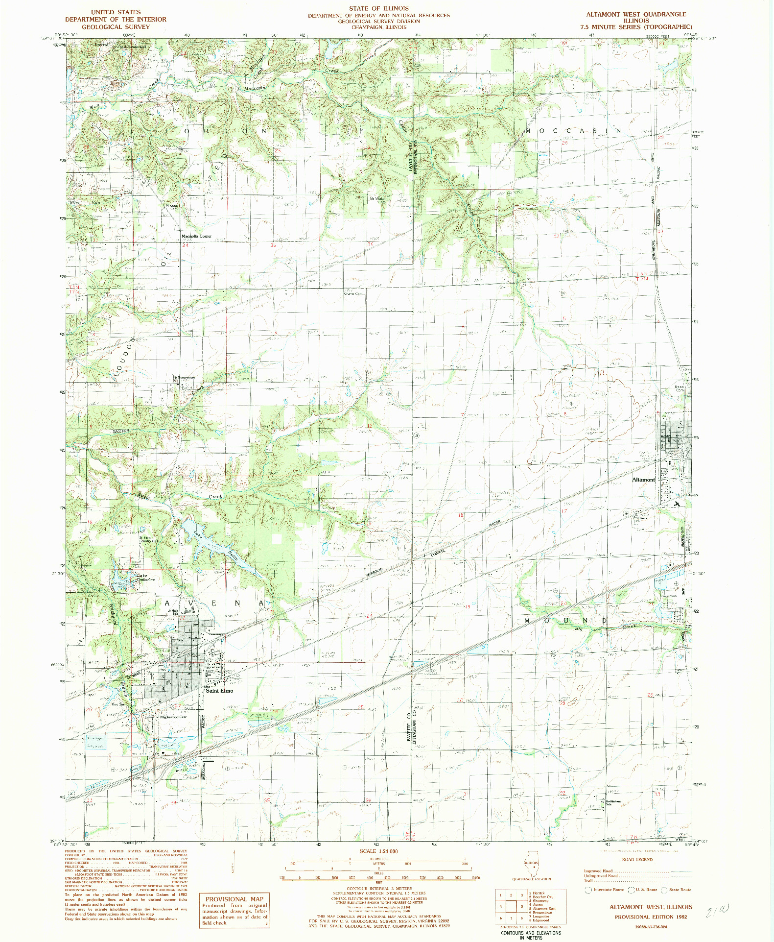 USGS 1:24000-SCALE QUADRANGLE FOR ALTAMONT WEST, IL 1982