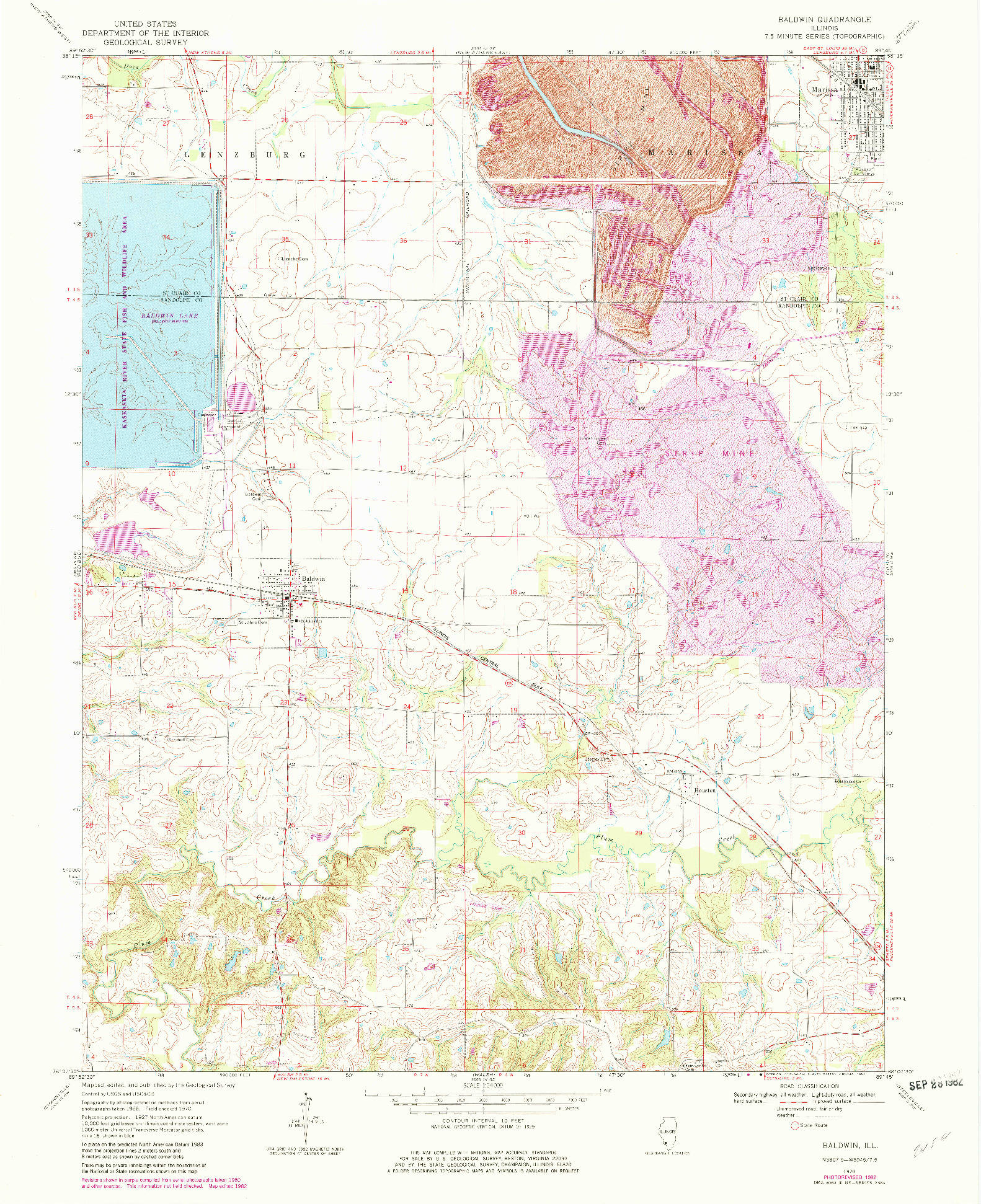 USGS 1:24000-SCALE QUADRANGLE FOR BALDWIN, IL 1970