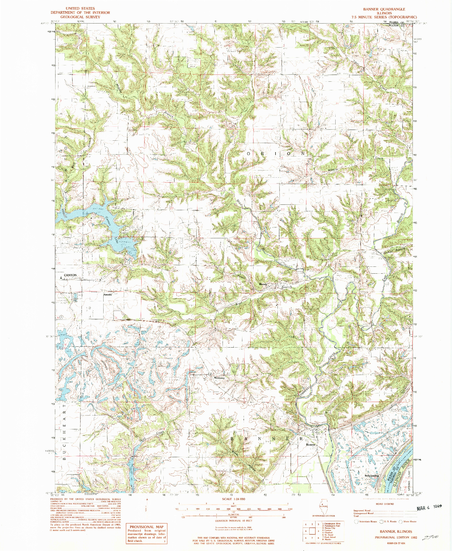 USGS 1:24000-SCALE QUADRANGLE FOR BANNER, IL 1982