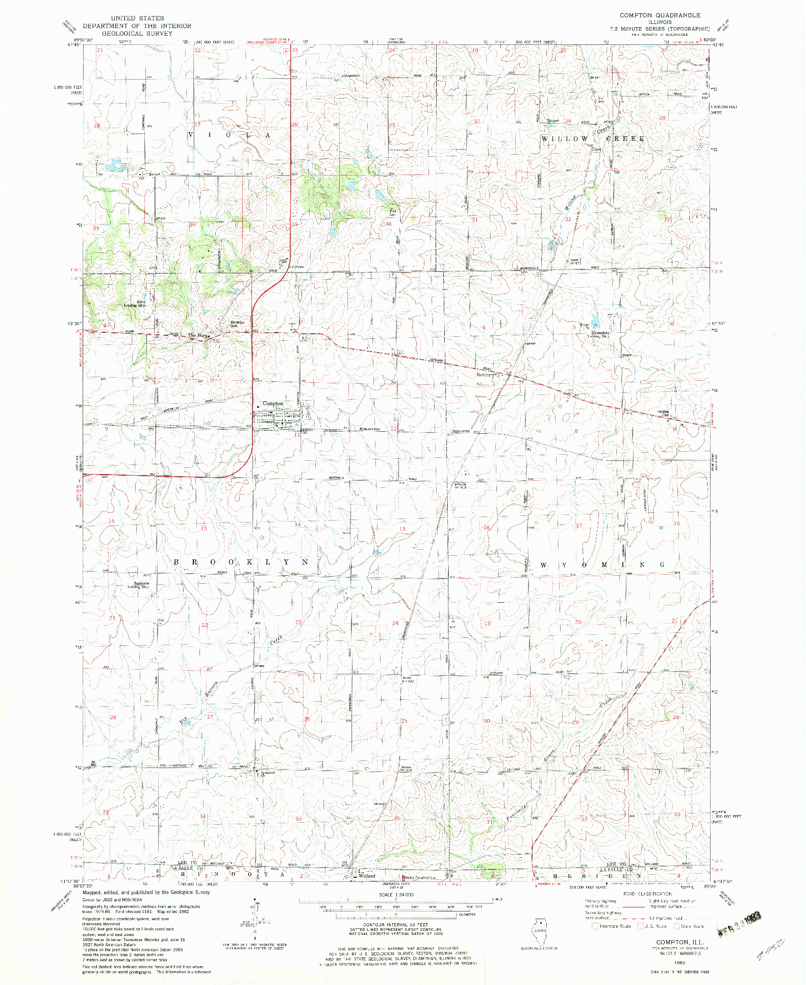 USGS 1:24000-SCALE QUADRANGLE FOR COMPTON, IL 1982
