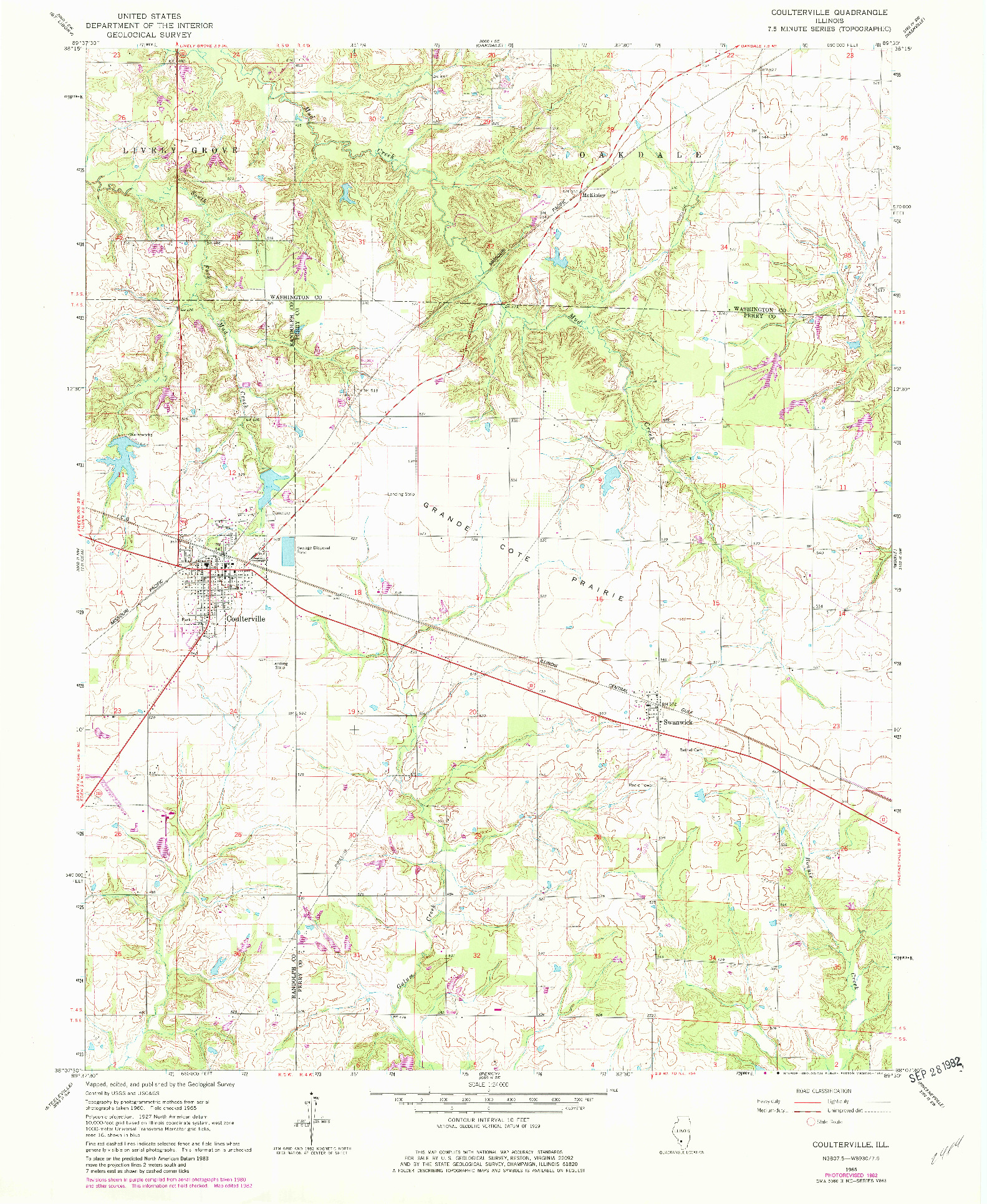 USGS 1:24000-SCALE QUADRANGLE FOR COULTERVILLE, IL 1965