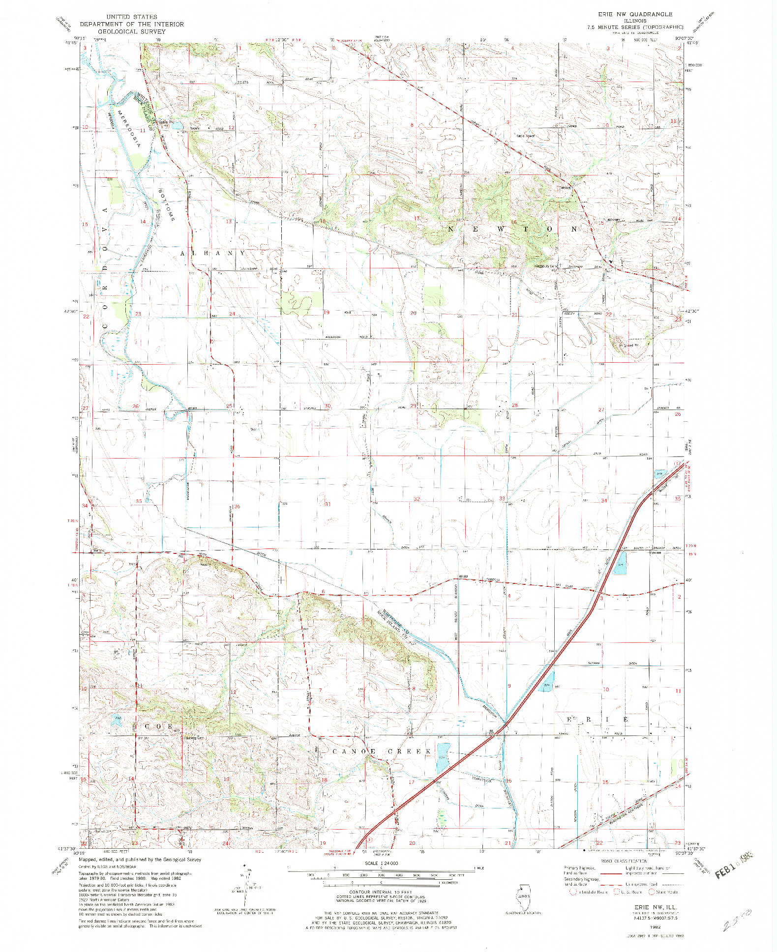 USGS 1:24000-SCALE QUADRANGLE FOR ERIE NW, IL 1982