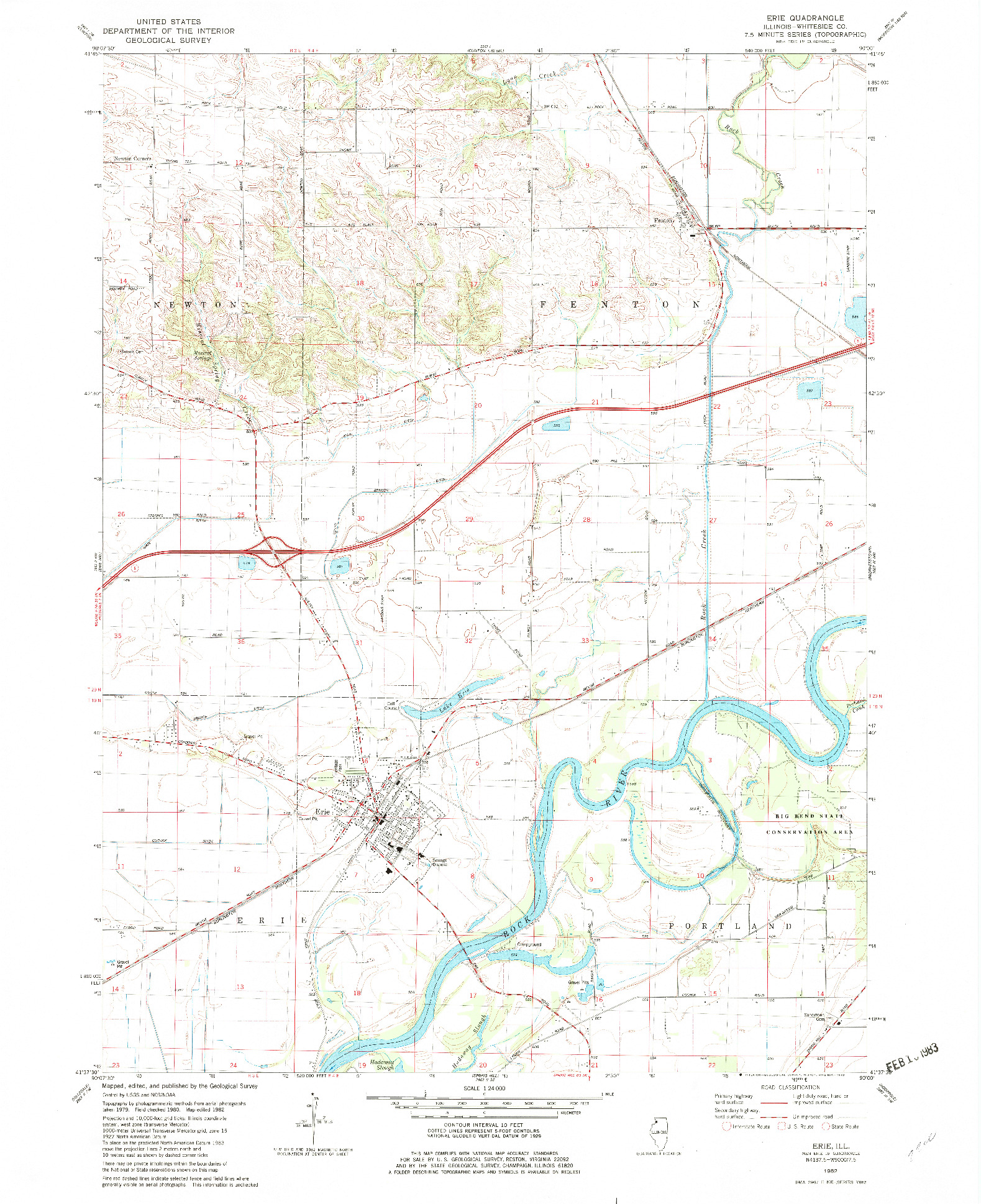 USGS 1:24000-SCALE QUADRANGLE FOR ERIE, IL 1982