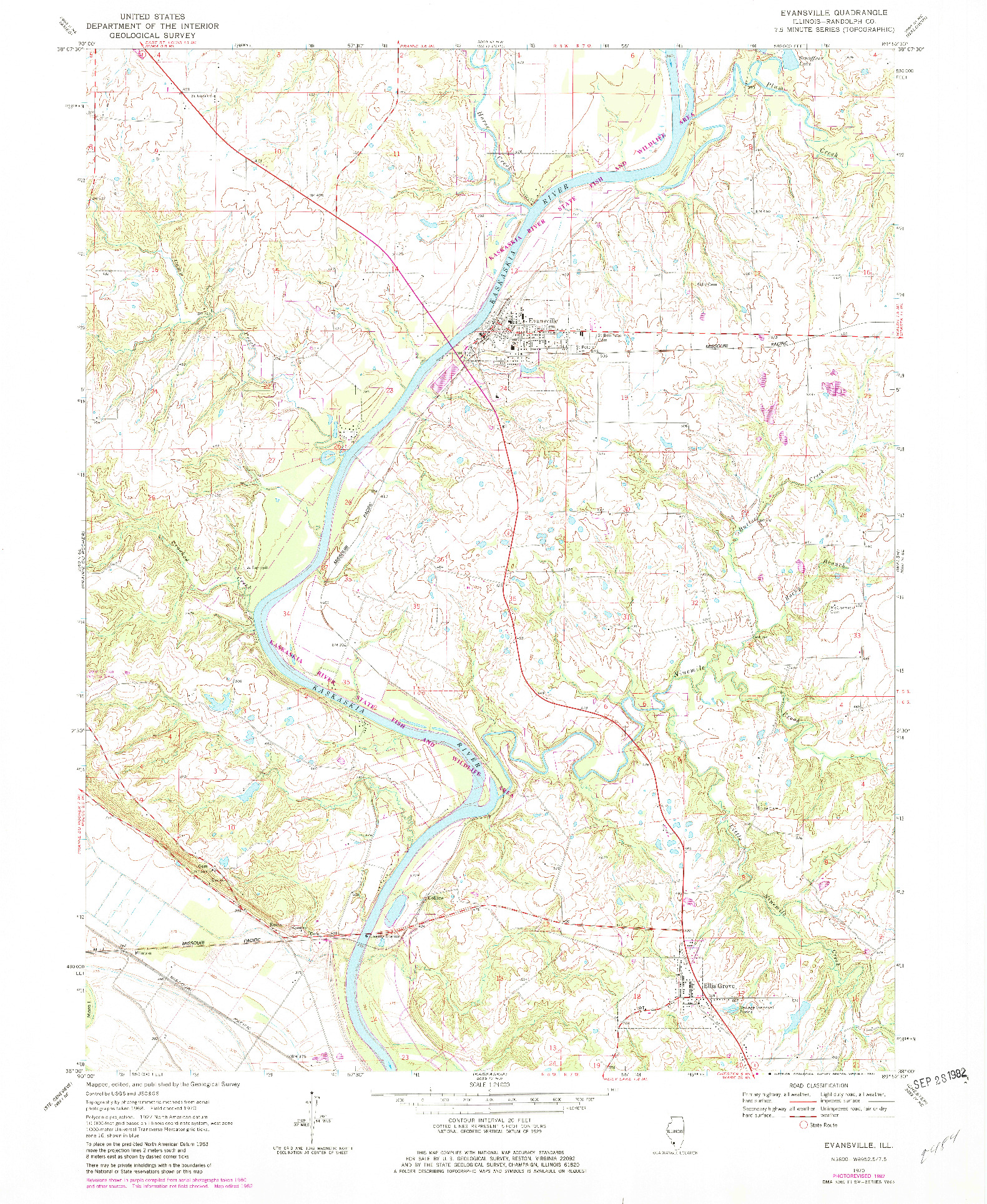 USGS 1:24000-SCALE QUADRANGLE FOR EVANSVILLE, IL 1970