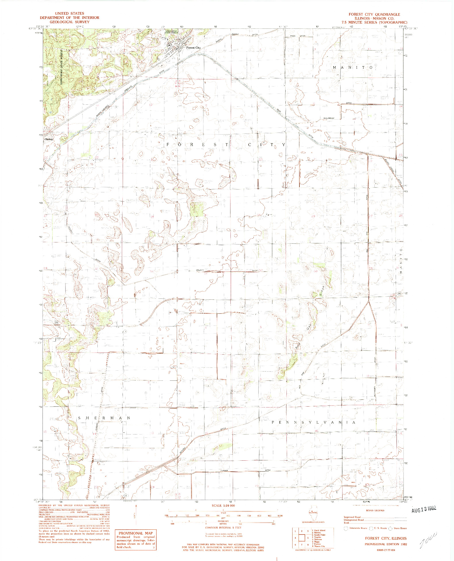 USGS 1:24000-SCALE QUADRANGLE FOR FOREST CITY, IL 1982