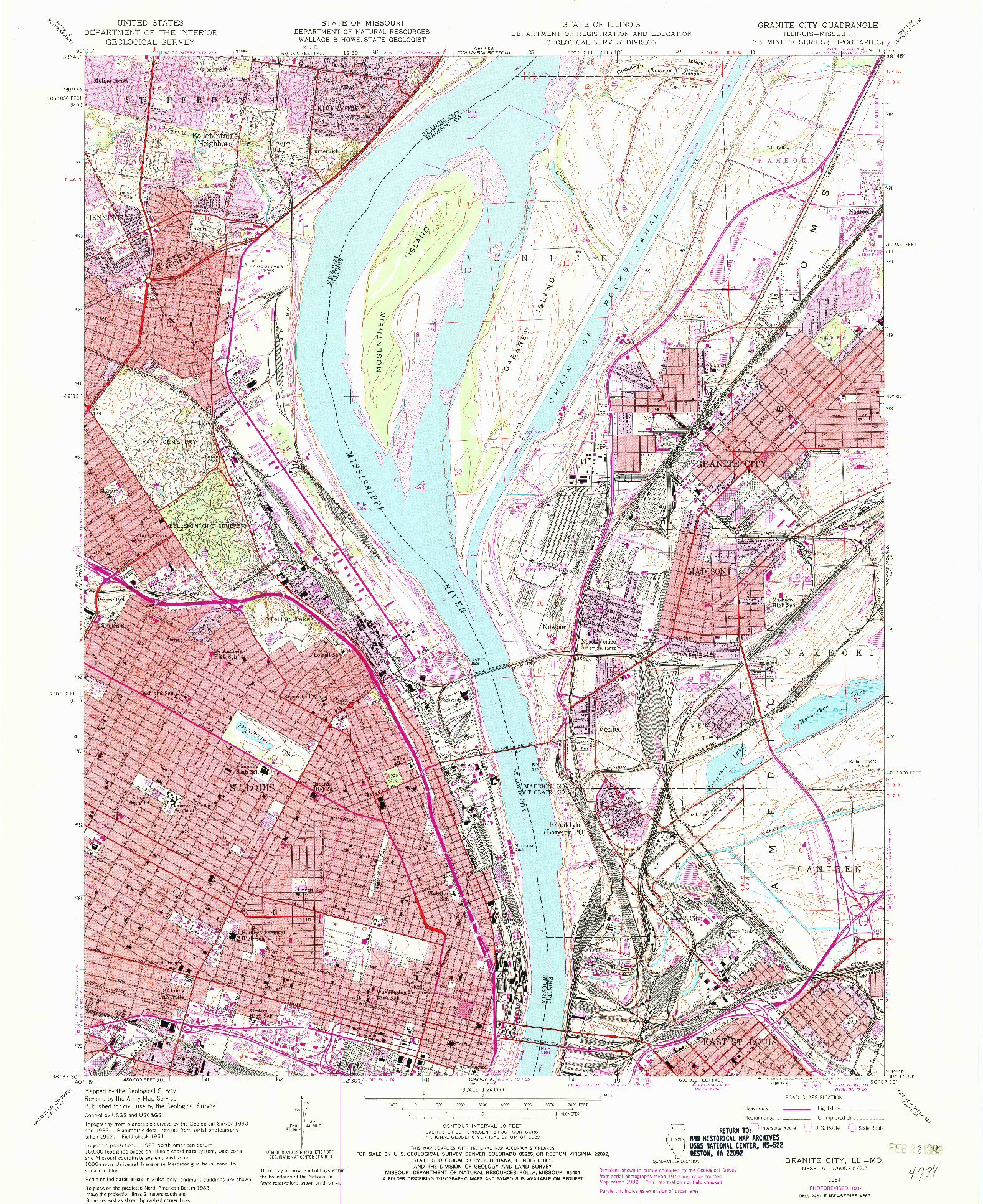 USGS 1:24000-SCALE QUADRANGLE FOR GRANITE CITY, IL 1954