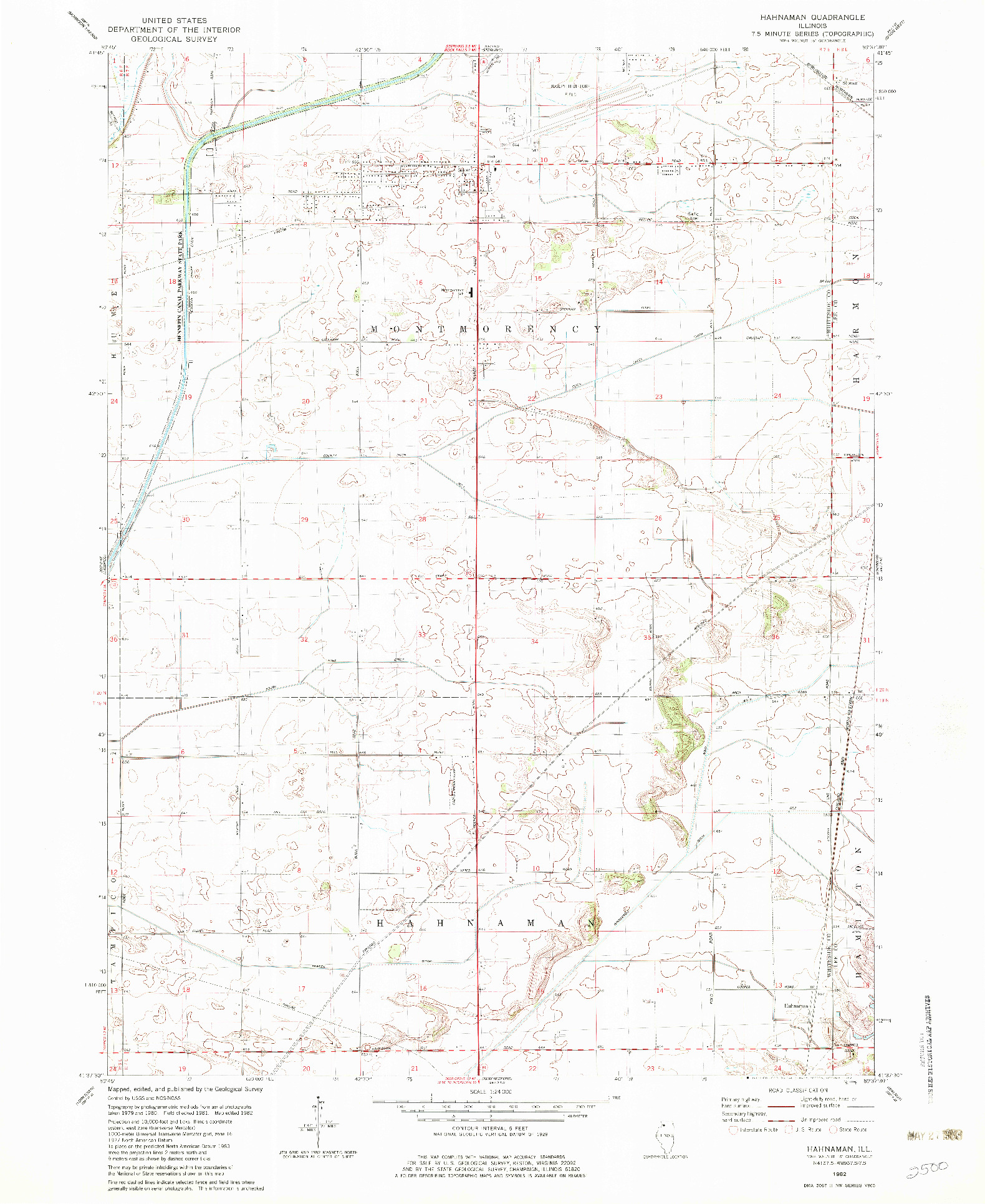 USGS 1:24000-SCALE QUADRANGLE FOR HAHNAMAN, IL 1982