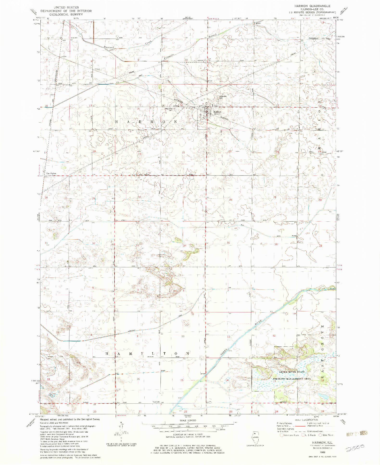 USGS 1:24000-SCALE QUADRANGLE FOR HARMON, IL 1982