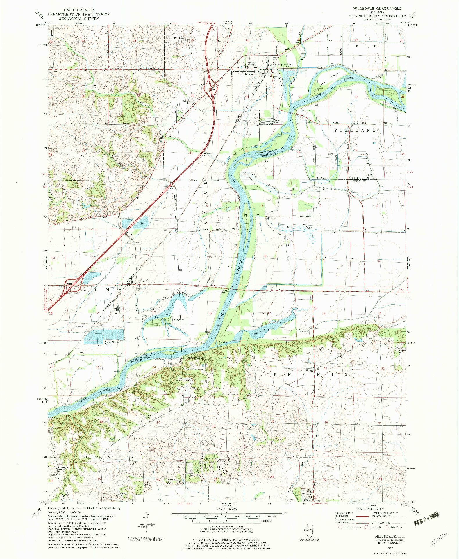 USGS 1:24000-SCALE QUADRANGLE FOR HILLSDALE, IL 1982
