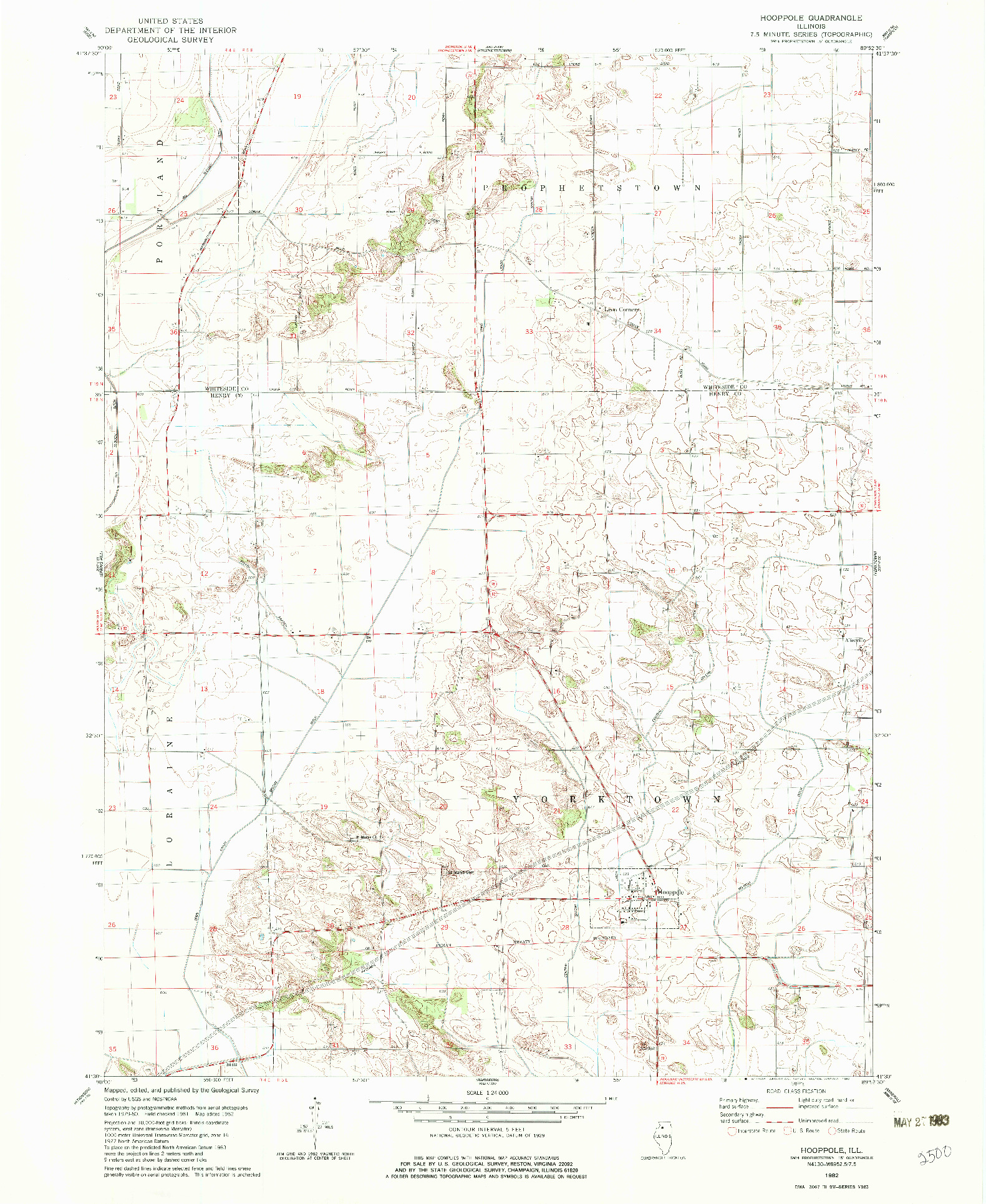 USGS 1:24000-SCALE QUADRANGLE FOR HOOPPOLE, IL 1982