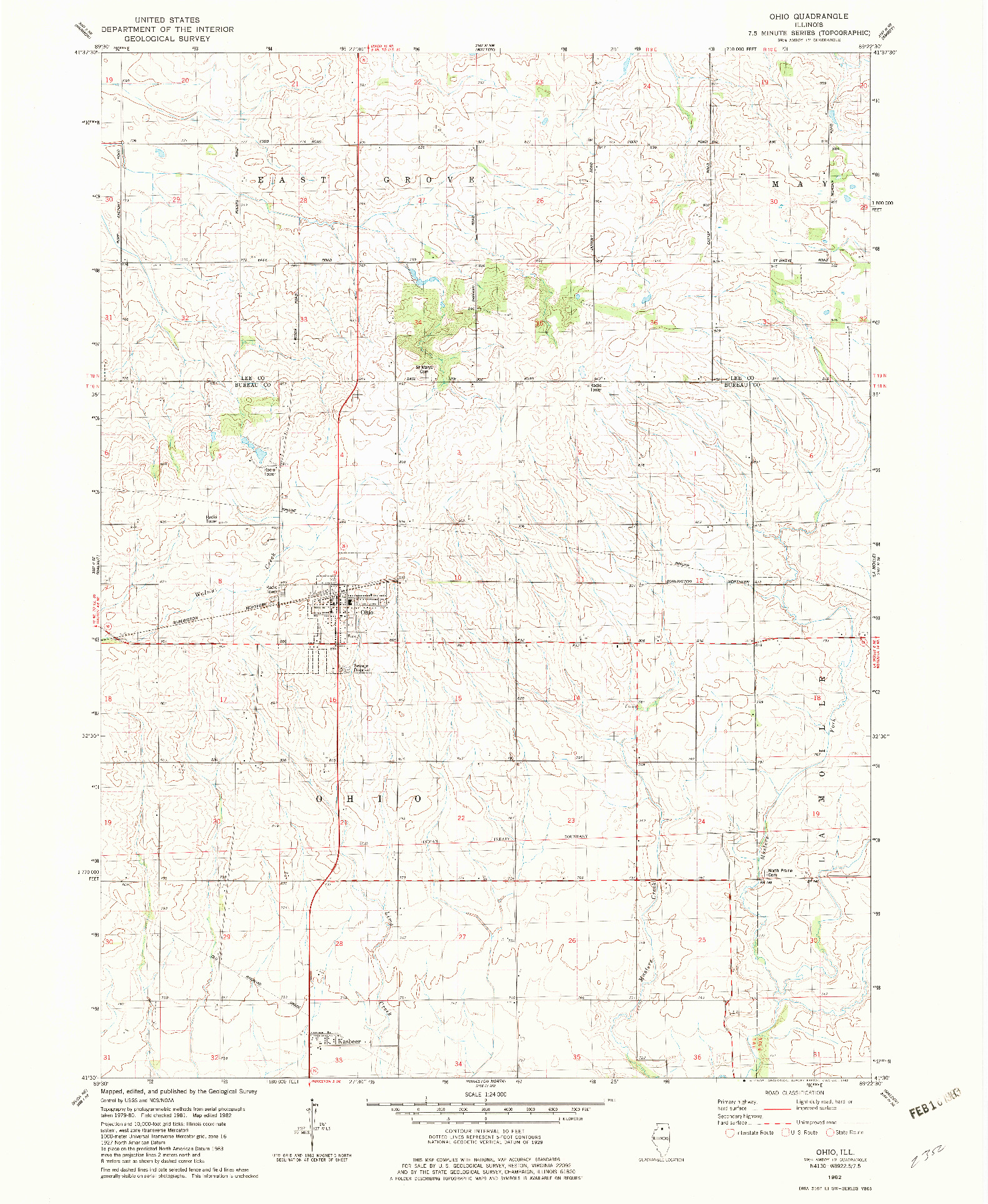 USGS 1:24000-SCALE QUADRANGLE FOR OHIO, IL 1982